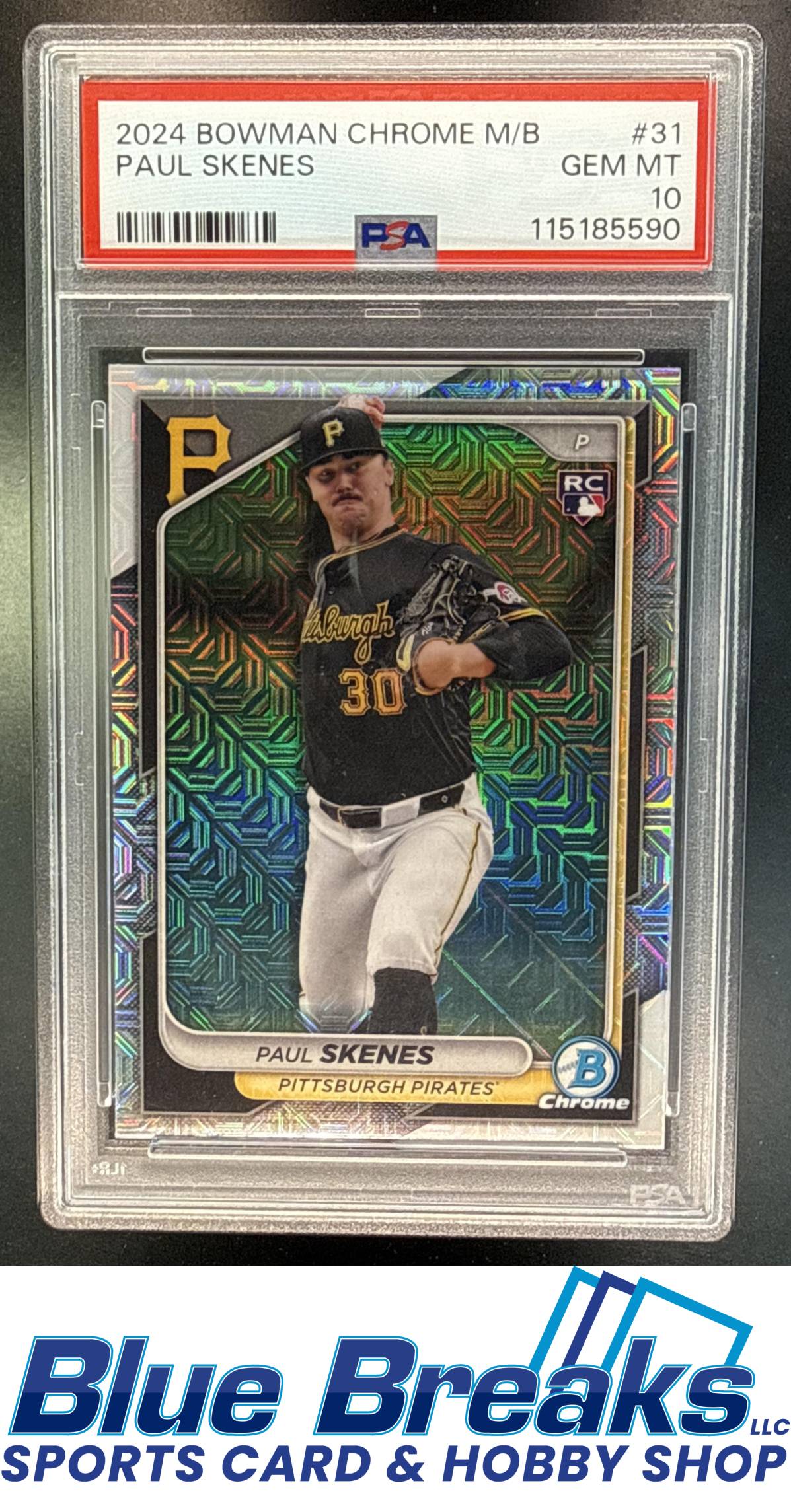 2024 Bowman Chrome Paul Skenes #31 Mega Box Refractor RC PSA 10 Pittsburgh Pirates
