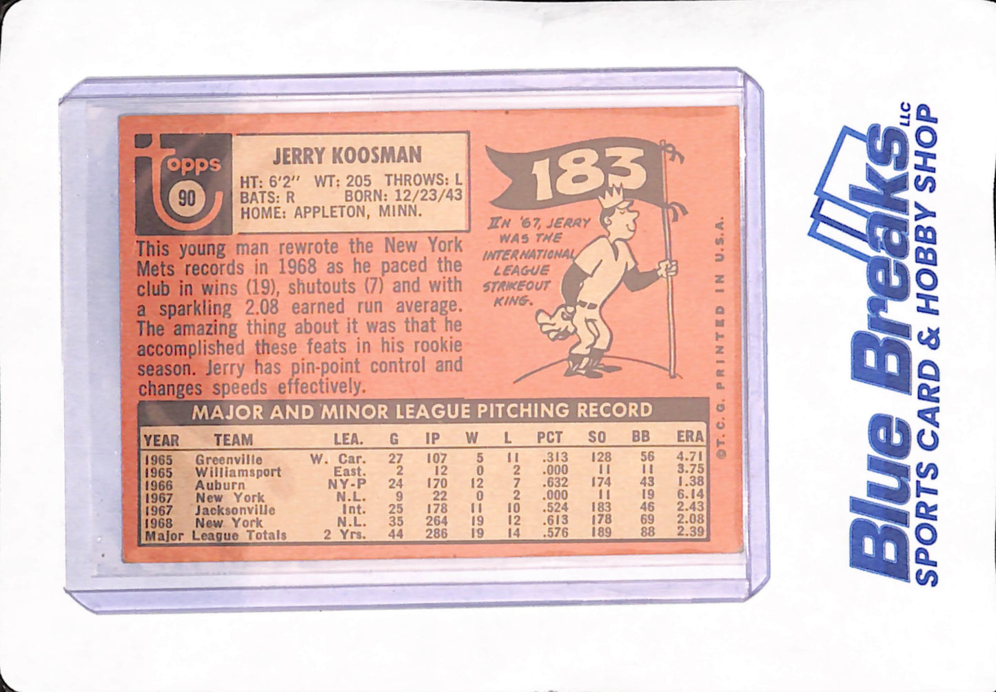 1969 Topps - Jerry Koosman - New York Mets - Baseball - #90