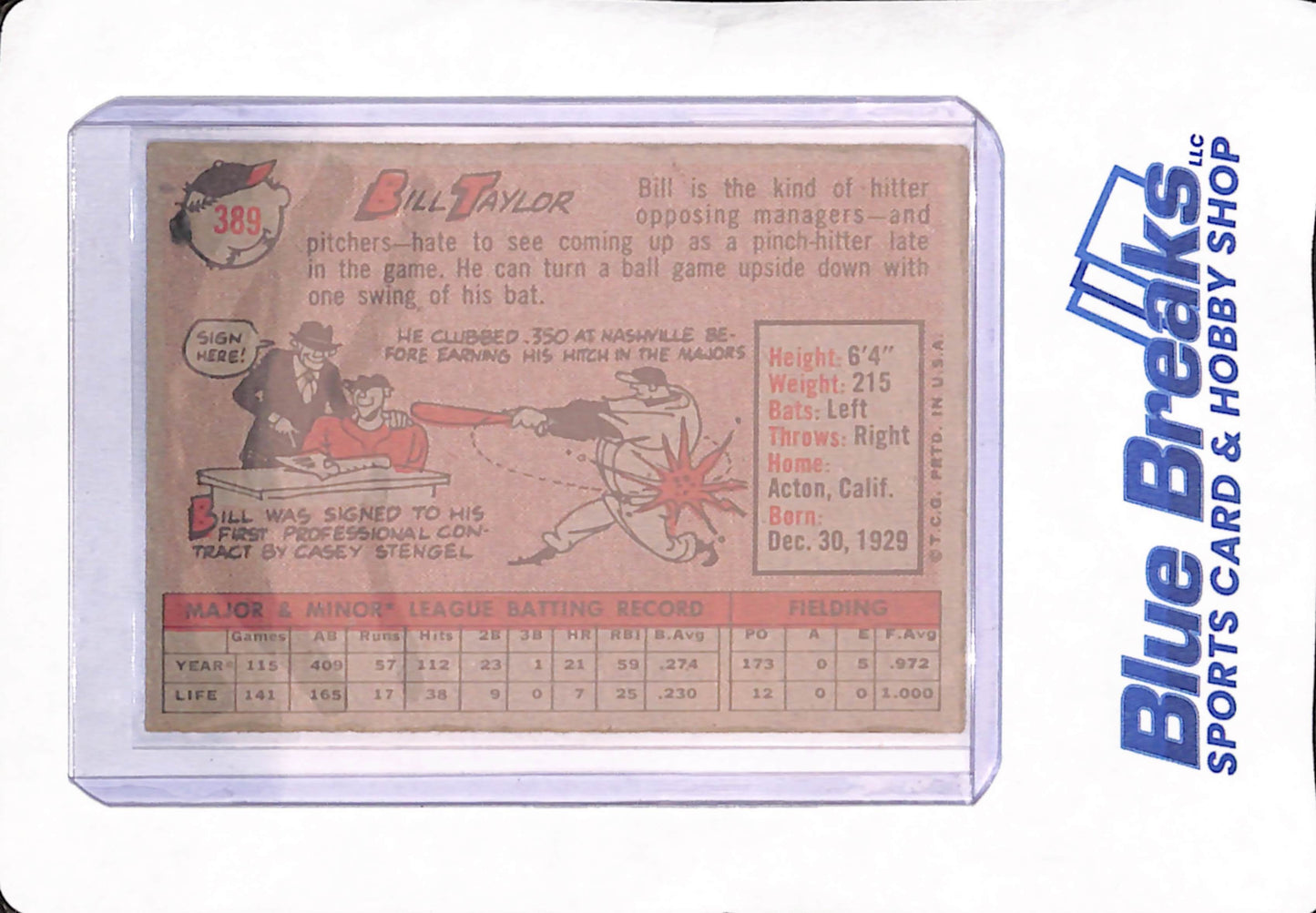 1958 Topps - Bill Taylor - Detroit Tigers - Baseball - #389