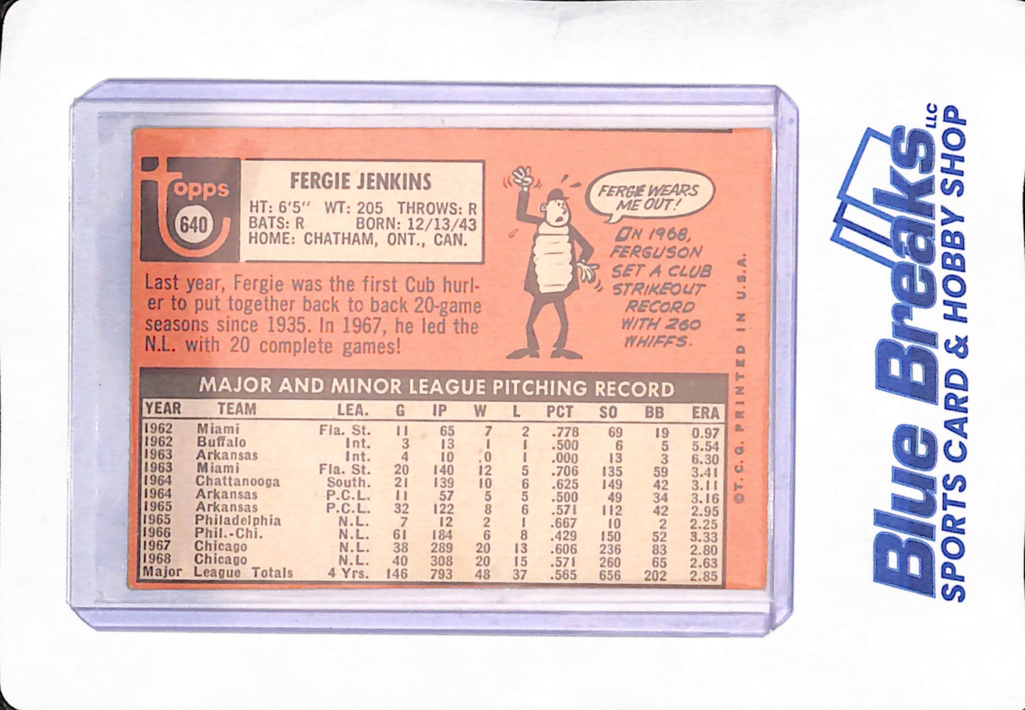 1969 Topps - Fergie Jenkins - Chicago Cubs - Baseball - #640