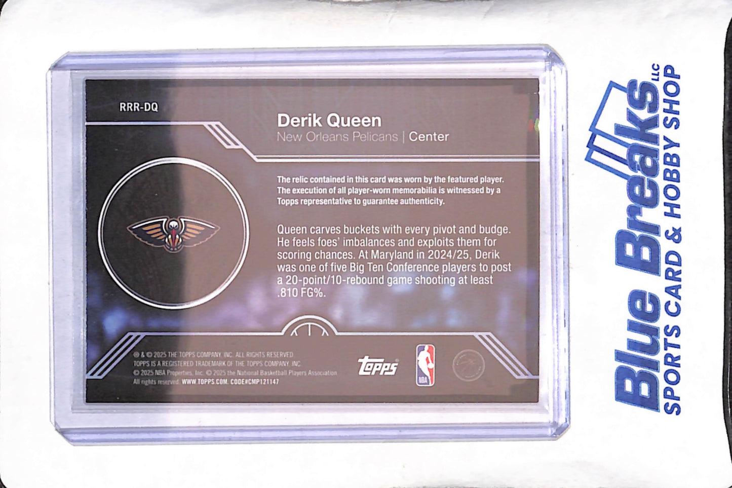 2025 Topps - Derik Queen - Rookie Roundball Remnants - Relic - RC - New Orleans Pelicans - Basketball - #RRR-DQ
