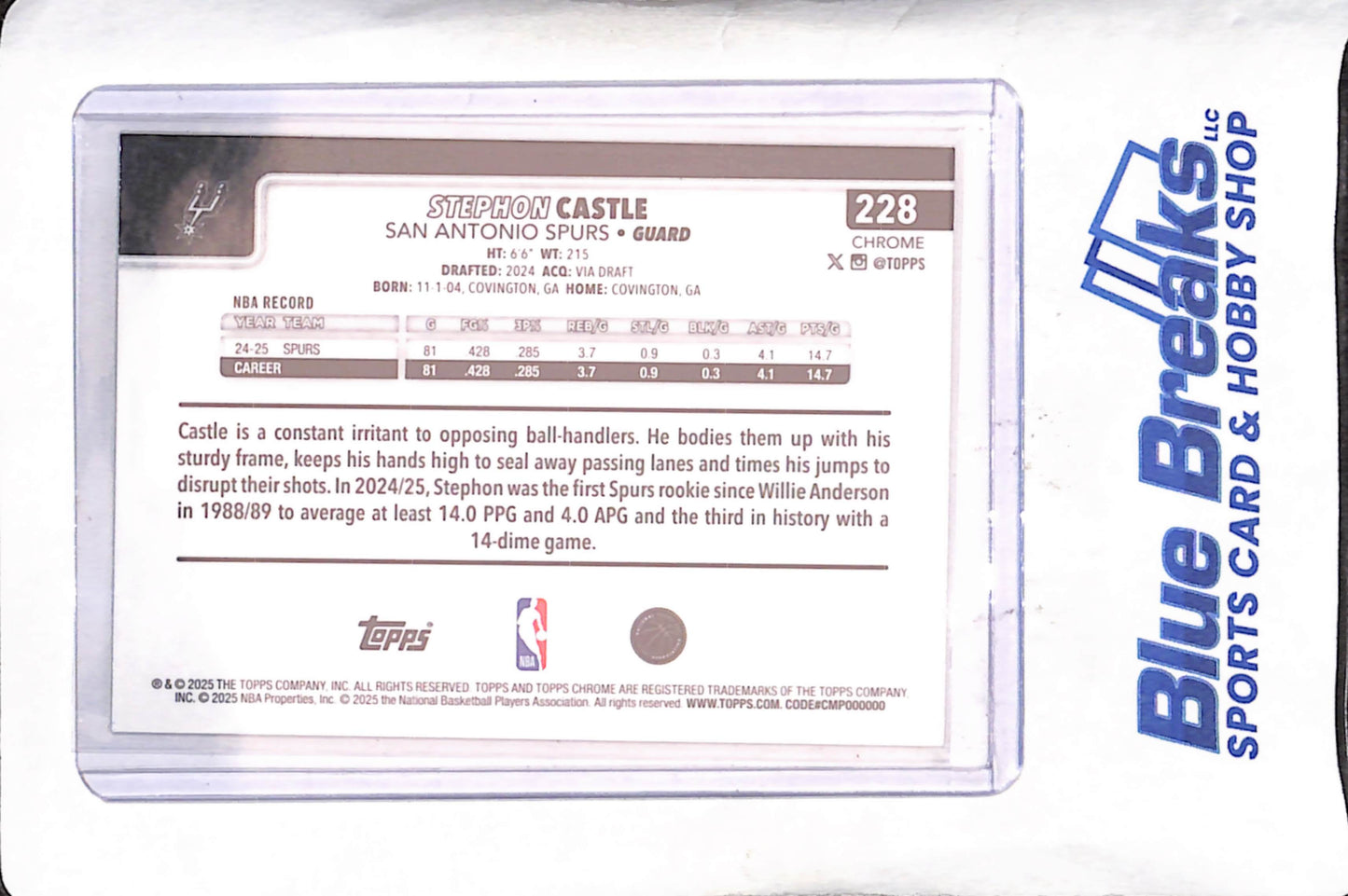 2025 Topps Chrome - Stephon Castle - Yellow Raywave - 30/275 - San Antonio Spurs - Basketball - #228