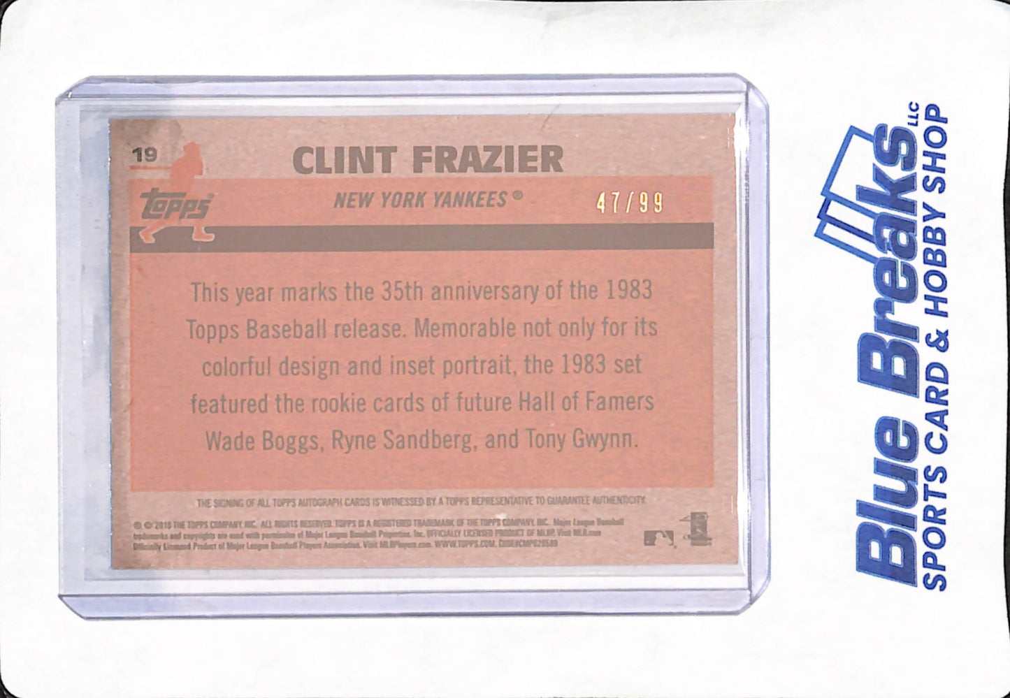 2018 Topps - Clint Frazier - New York Yankees - Baseball - Autograph - Mojo - RC - 35th Anniversary - 47/99 - #19