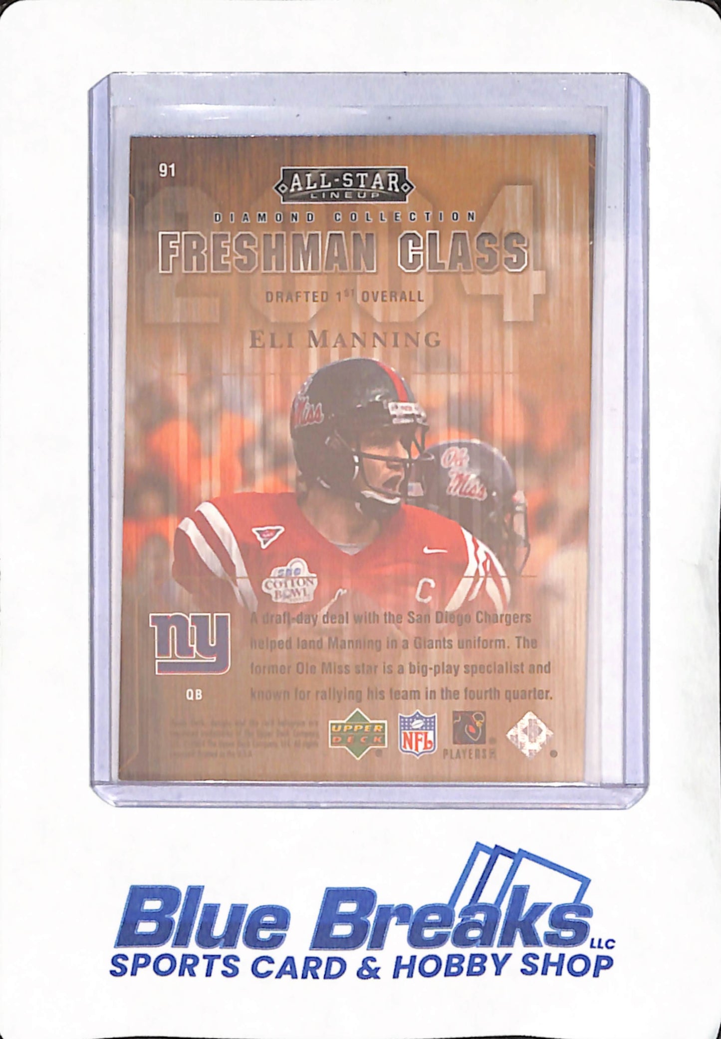 2004 Upper Deck - Eli Manning - New York Giants - Football - All-Star Lineup - Freshman Class - Diamond Collection - #91