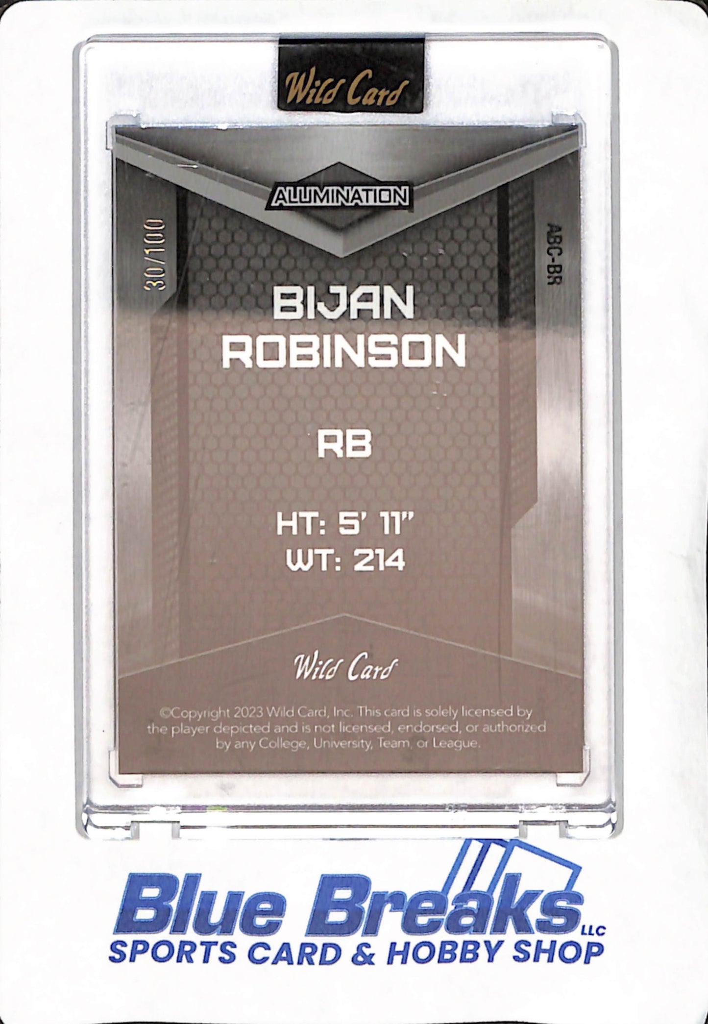 2023 Wild Card - Bijan Robinson - Atlanta Falcons - Football - Alumination - Rookie - 30/100 - #ABC-BR
