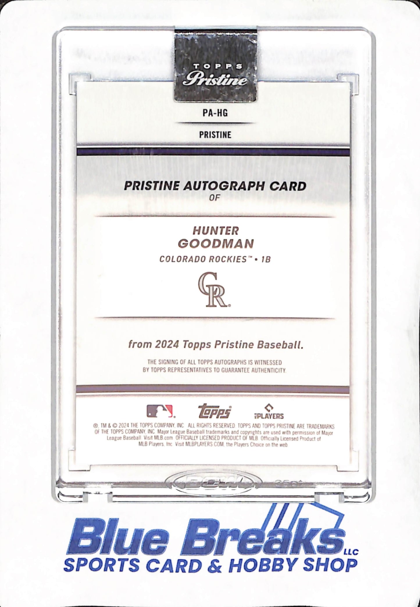 2024 Topps Pristine - Hunter Goodman - Colorado Rockies - Baseball - Autograph - Purple - RC - 41/99 - #PA-HG
