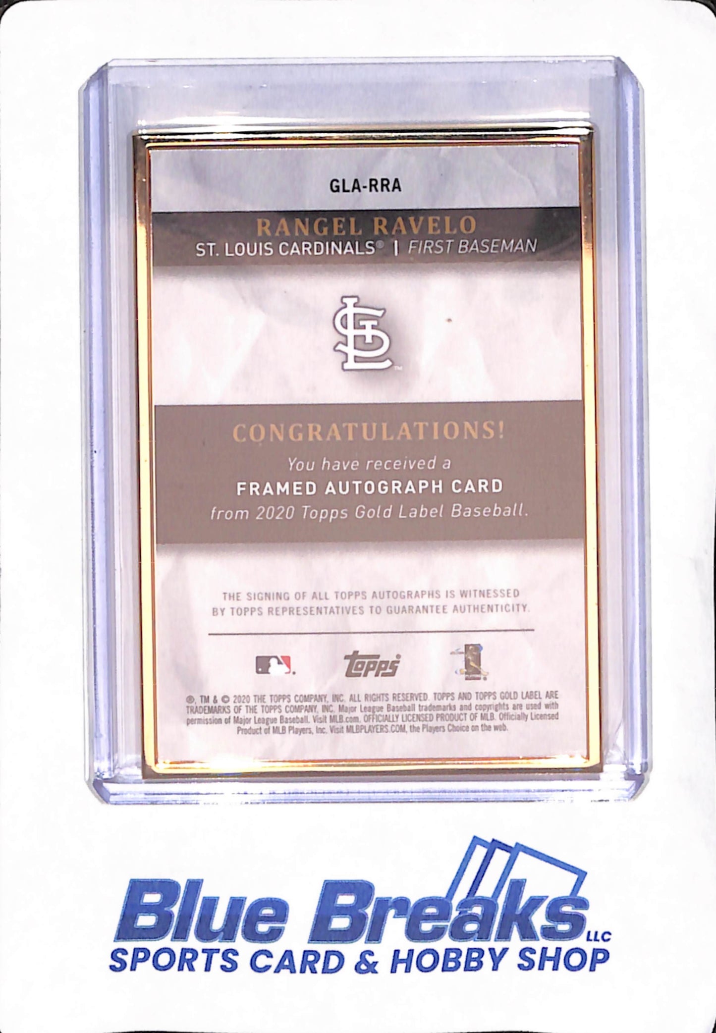 2020 Topps Gold Label - Rangel Ravelo - St. Louis Cardinals - Baseball - Autograph - RC - #GLA-RRA