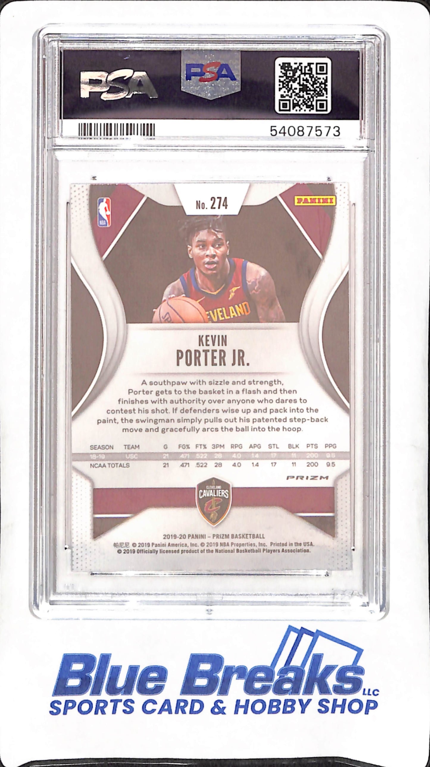 2019 Panini Prizm - Kevin Porter Jr - Silver Prizm - PSA 10 - RC - Cleveland Cavaliers - Basketball - #274