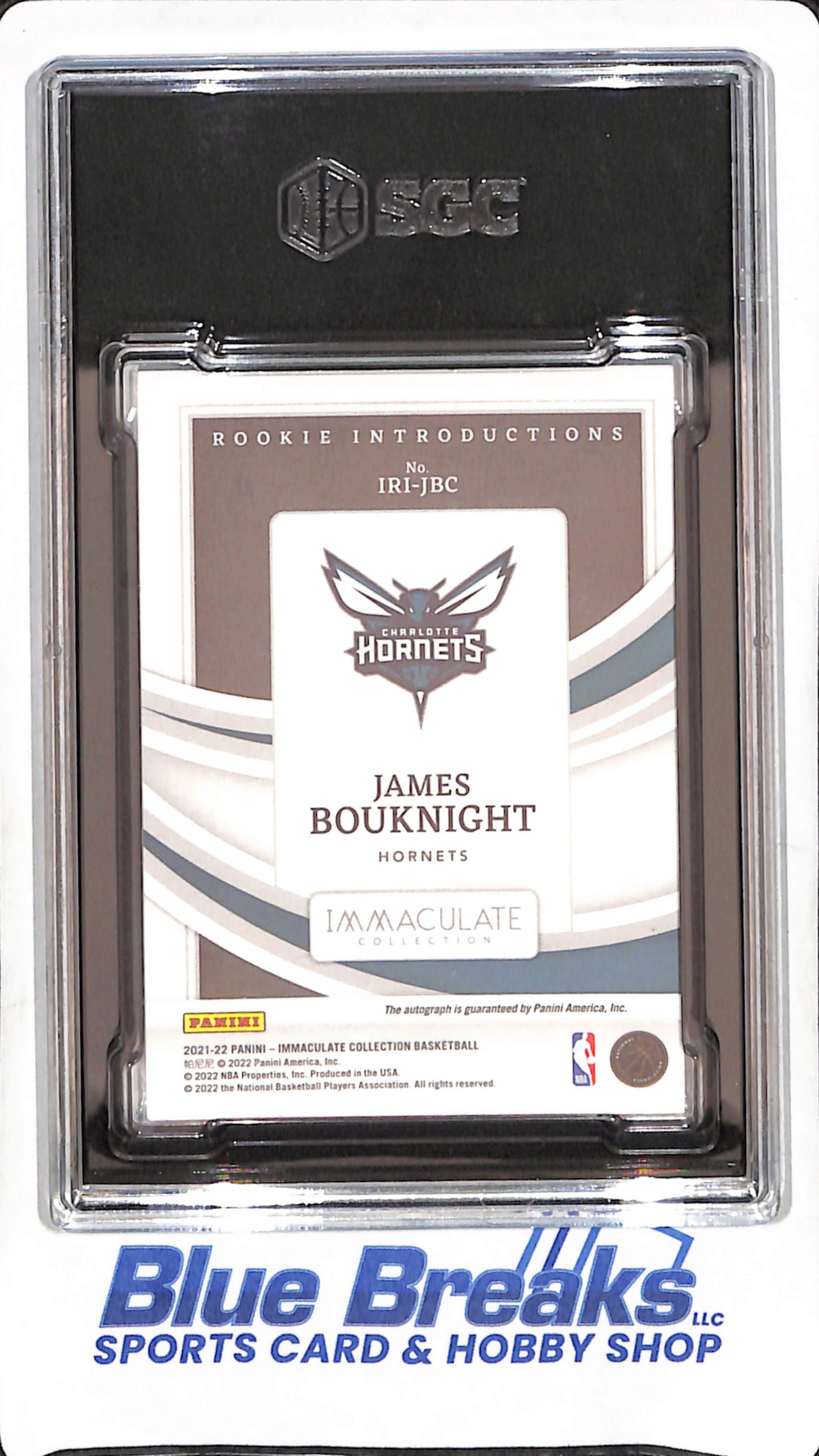 2021-22 Panini Immaculate 0 James Bouknight - Rookie Introductions - Autograph - 26/99 - SGC 8.5/Auto 10 - Charlotte Hornets - Basketball - #IRI-JBC