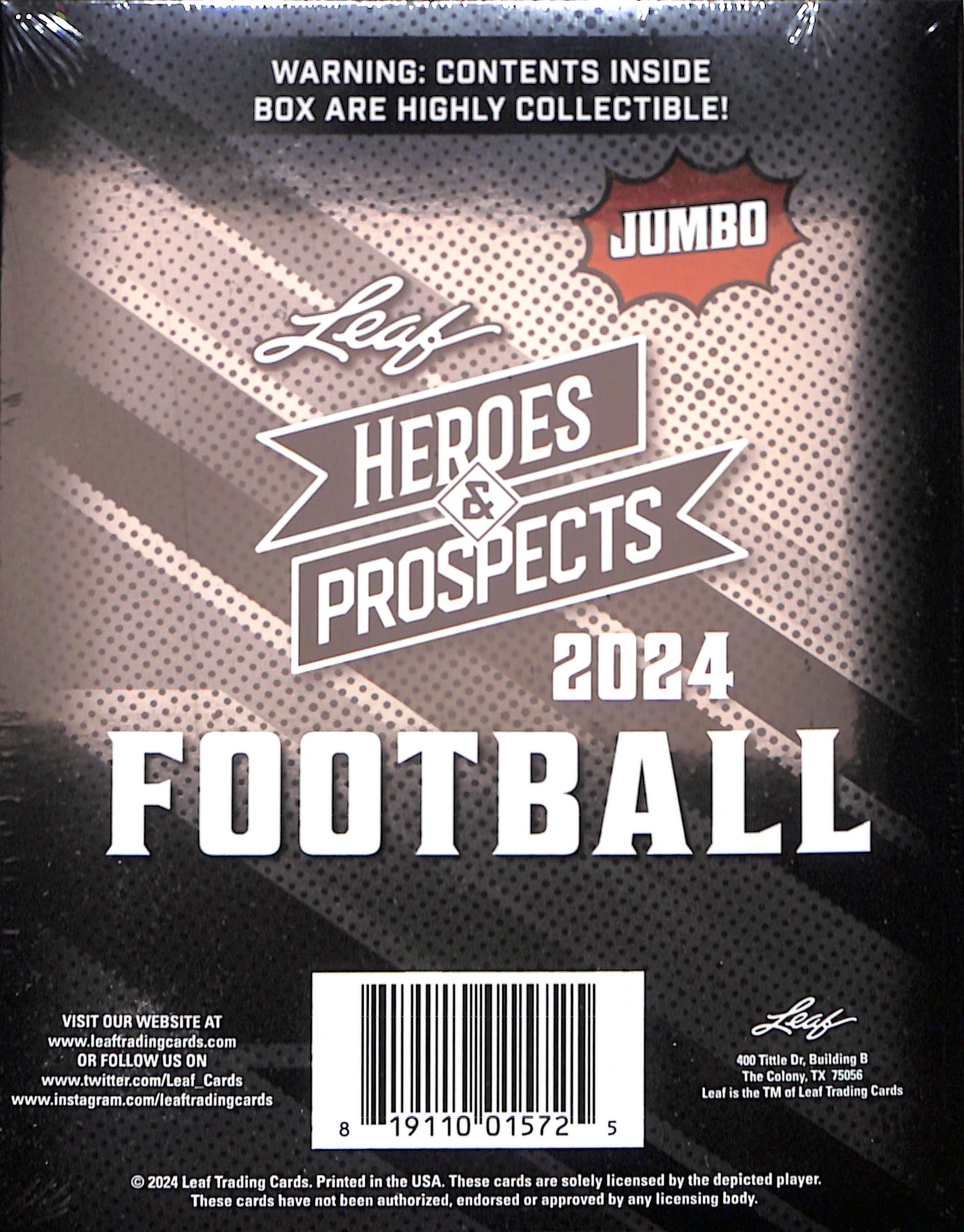 2024 Leaf Jumbo Heroes & Prospects - Football - Sealed Wax