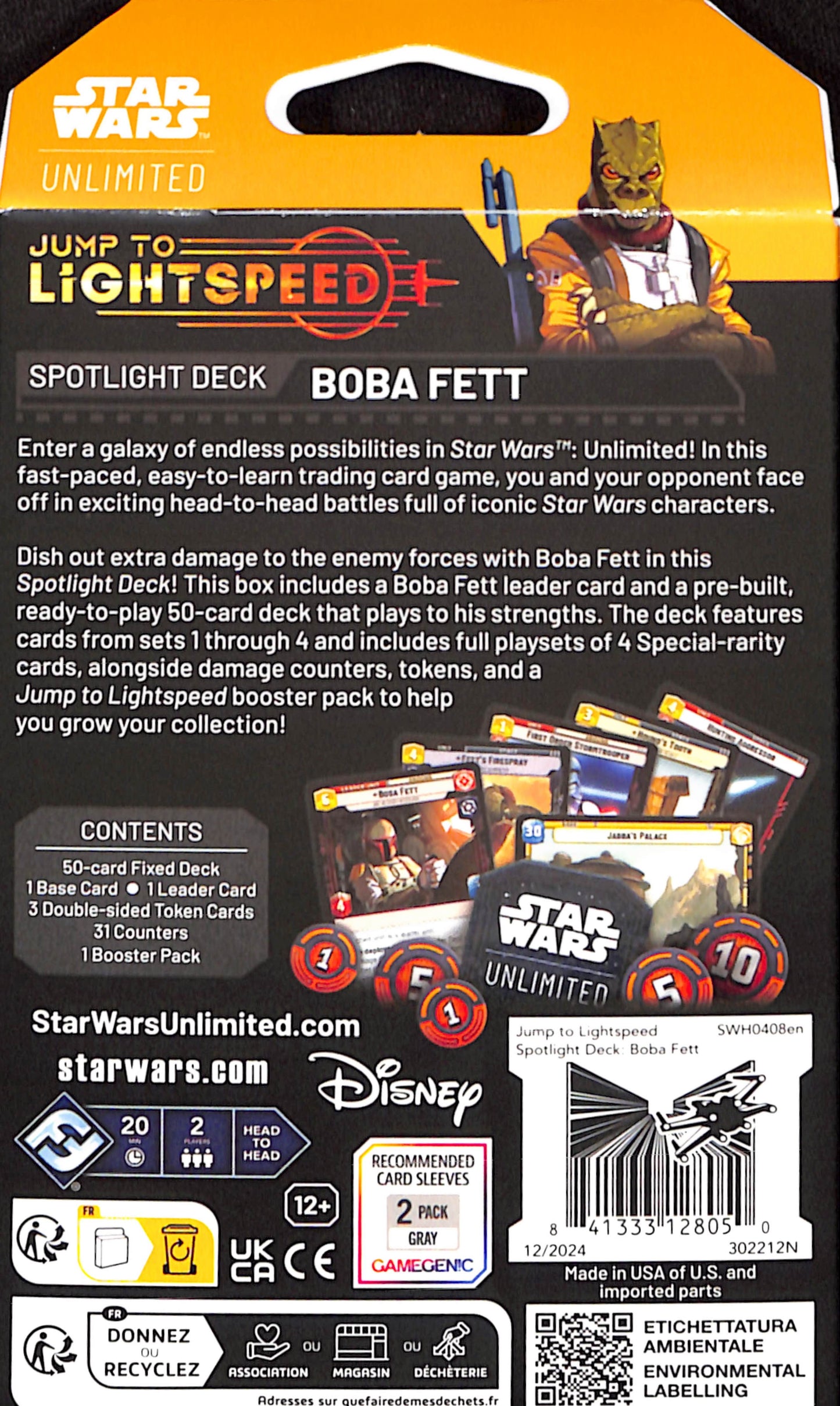 Star Wars Unlimited Jump to Lightspeed Spotlight Deck Boba Fett- Sealed Wax