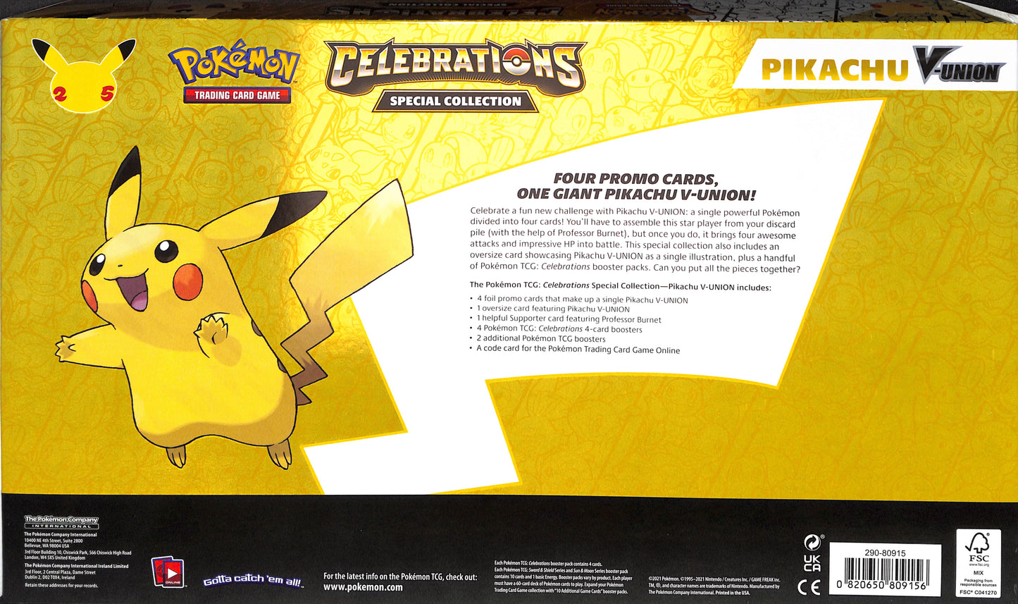 Pokémon Celebrations Pikachu V-Union Special Collection - Sealed Wax