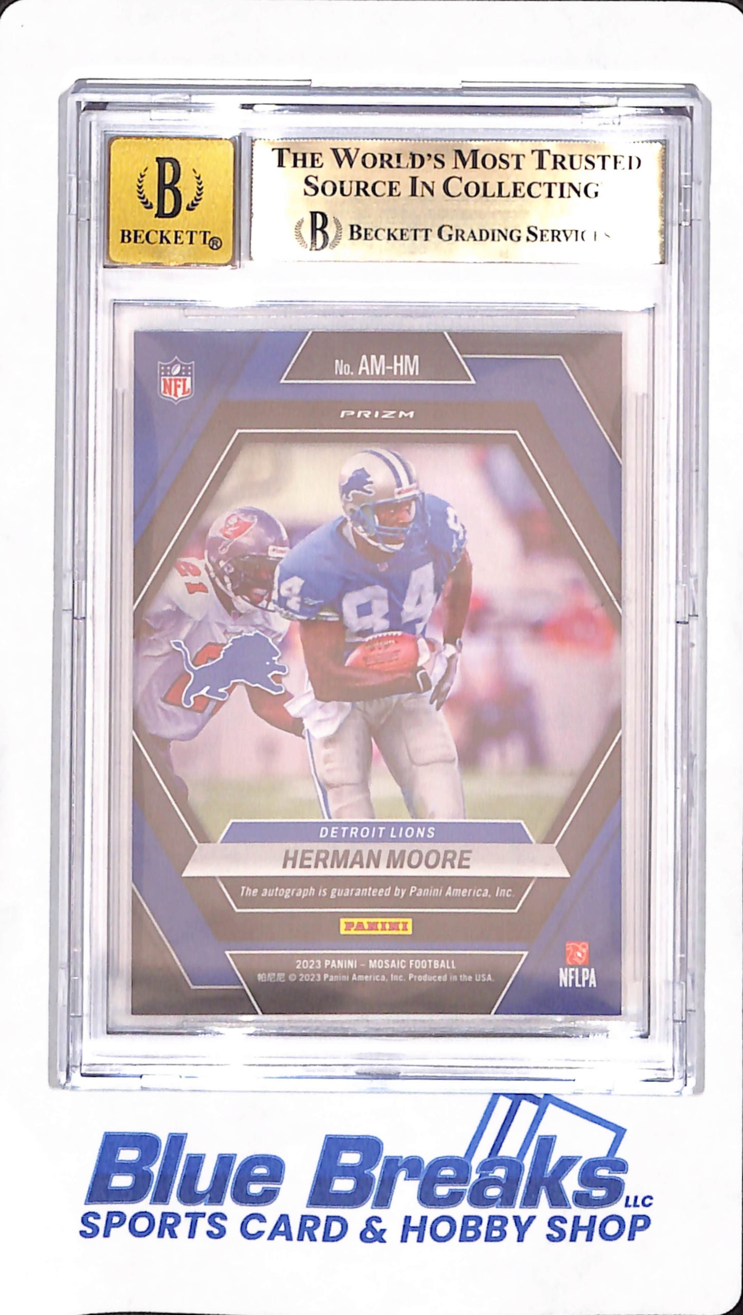 2023 Panini Mosaic Autographs - Herman Moore - Detroit Lions - Beckett GEM MINT 9.5 / Auto 10 - Prizm - #AM-HM