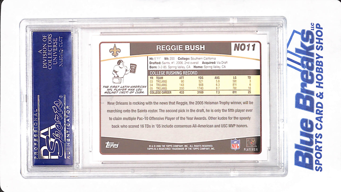 2006 Topps Team Set - Reggie Bush - New Orleans Saints - Reggie Bush - Football - PSA GEM MT 10 - #11