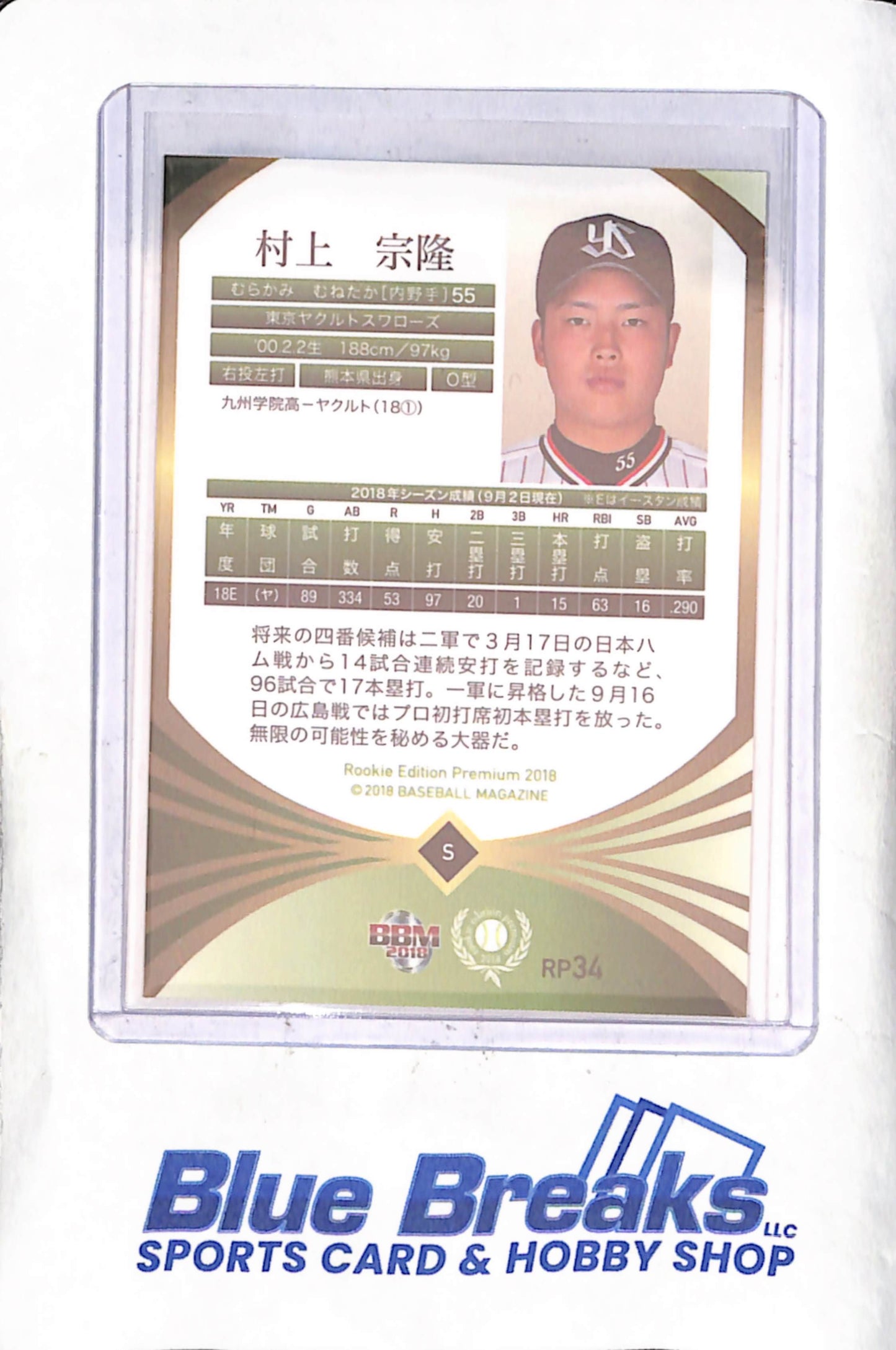 2018 Baseball Magazine Rookie Edition Premium - Munetaka Murakami - Tokyo Yakult Swallows - Japanese Baseball - Baseball - #RP34