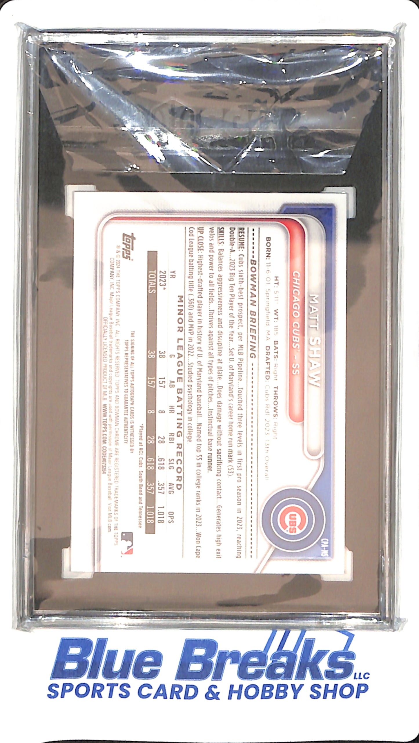 2024 Bowman - Chrome Prospect - Matt Shaw - Autograph - baseball - SGC 9.5/auto 10 - Cubs