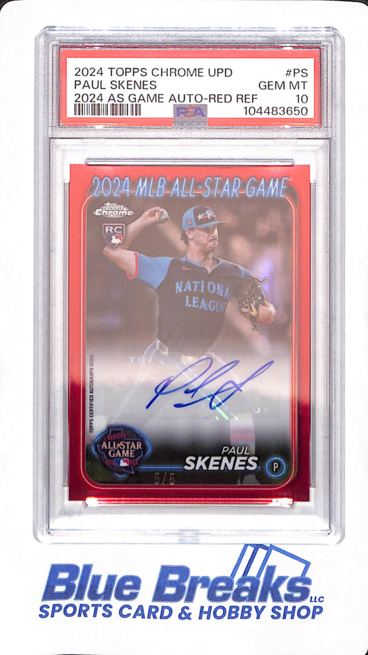 2024 Topps Chrome Update - Paul Skenes - All Star Game - Autographed - Pittsburgh Pirates - Baseball - 5/5 - Red Refractor - PSA 10 - #PS