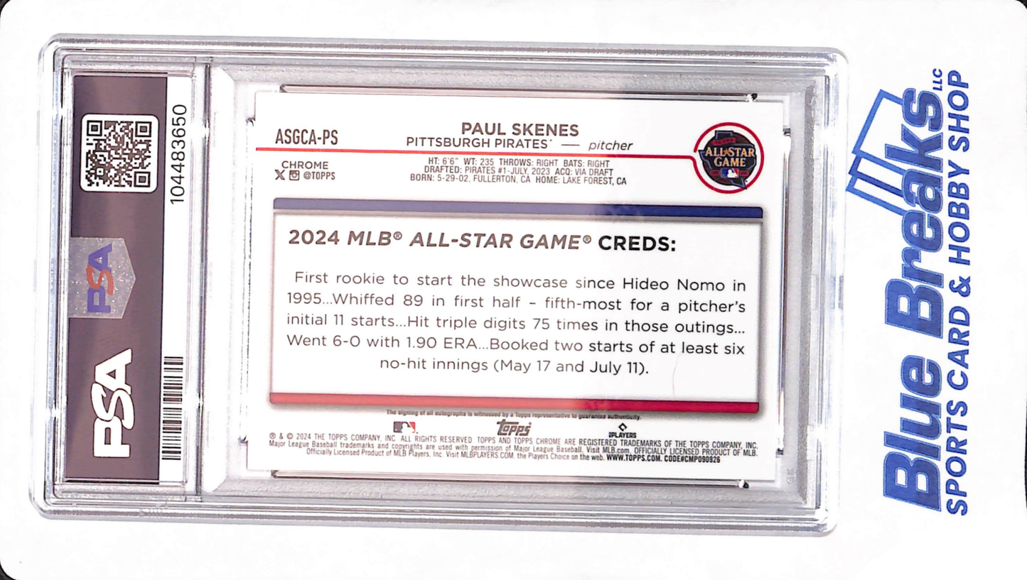 2024 Topps Chrome Update - Paul Skenes - All Star Game - Autographed - Pittsburgh Pirates - Baseball - 5/5 - Red Refractor - PSA 10 - #PS