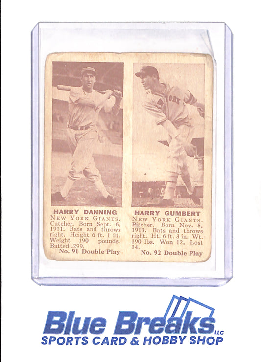 Harry Danning - Harry Gumber - 1941 Double Play - Baseball - New York Giants - # 91 - # 92