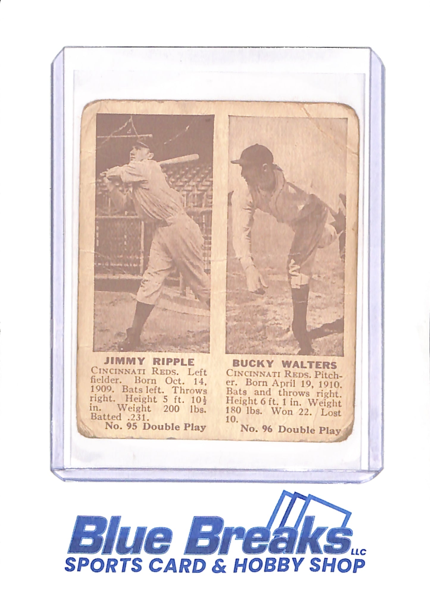 Jimmy Ripple - Bucky Walters - 1941 Double Play - Baseball - Cincinnati Reds - # 95 - # 96