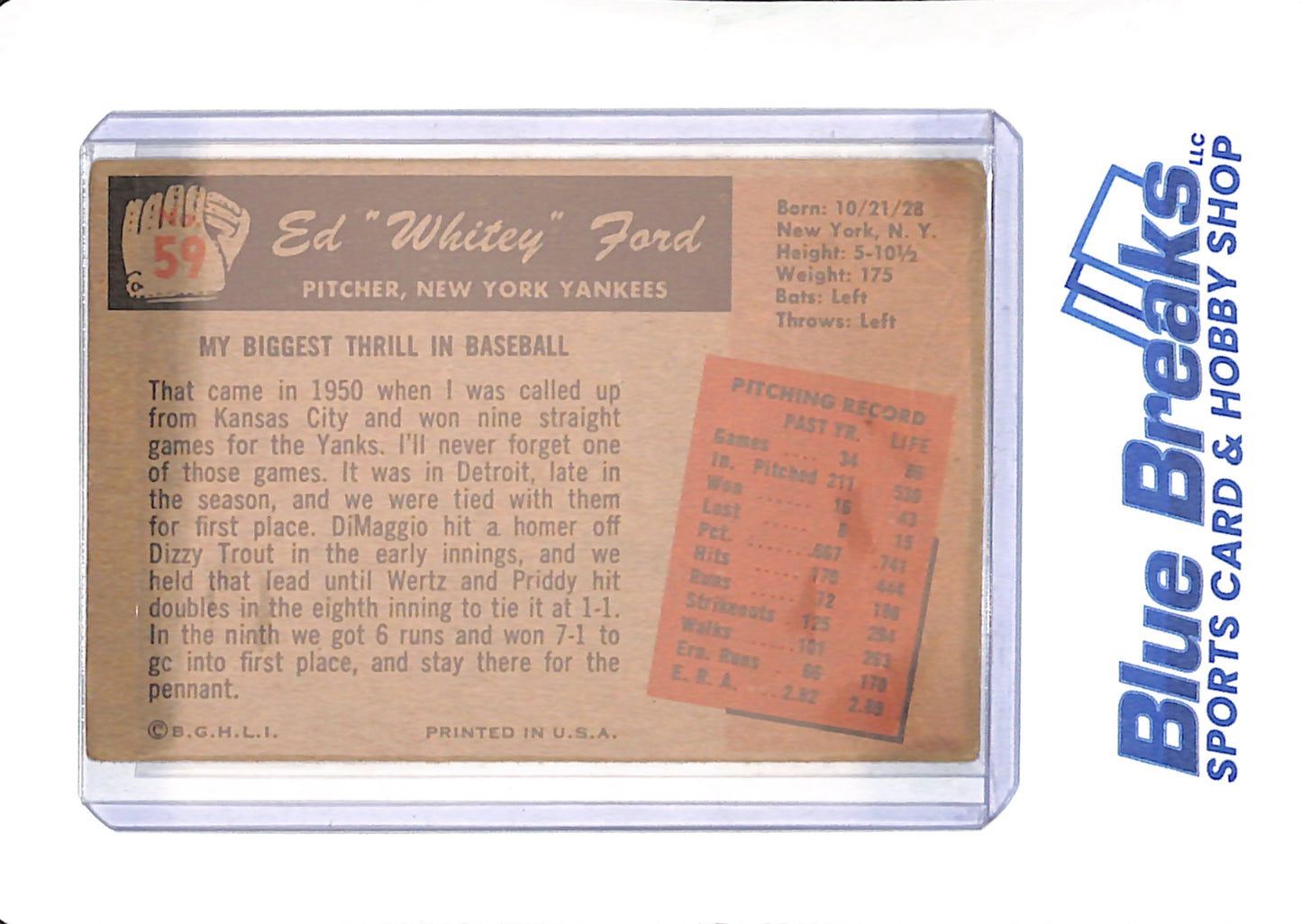 1955 Ed Whitey Ford - Baseball - New York Yankees - # 59