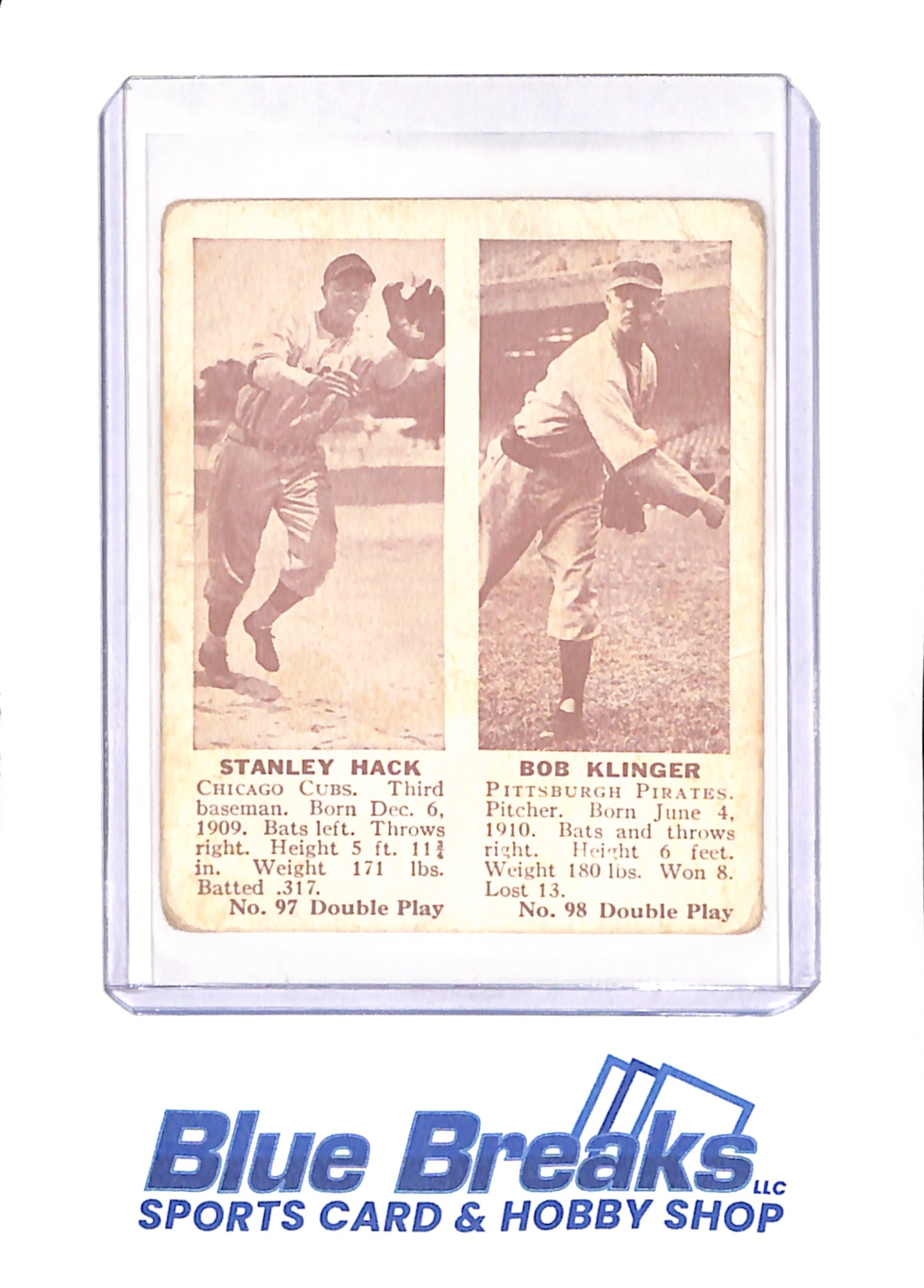 Stanley Hack - Bob Klinger - 1941 Double Play - Baseball - Chicago Cubs - Pittsburgh Pirates - # 97 - # 98