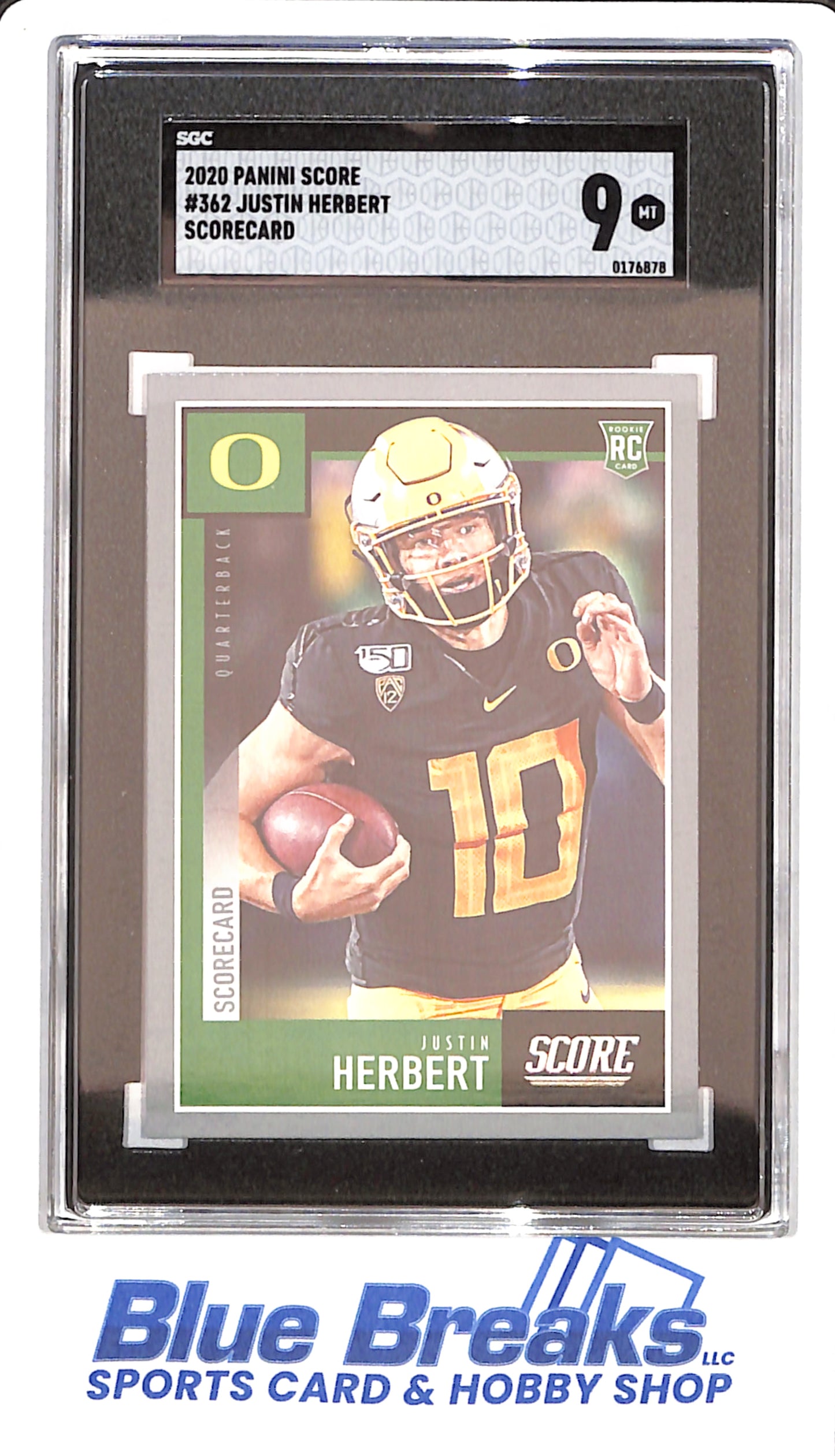 2020 Panini Score - Justin Herbert - Football - Oregon Ducks - Scorecard - SGC 9