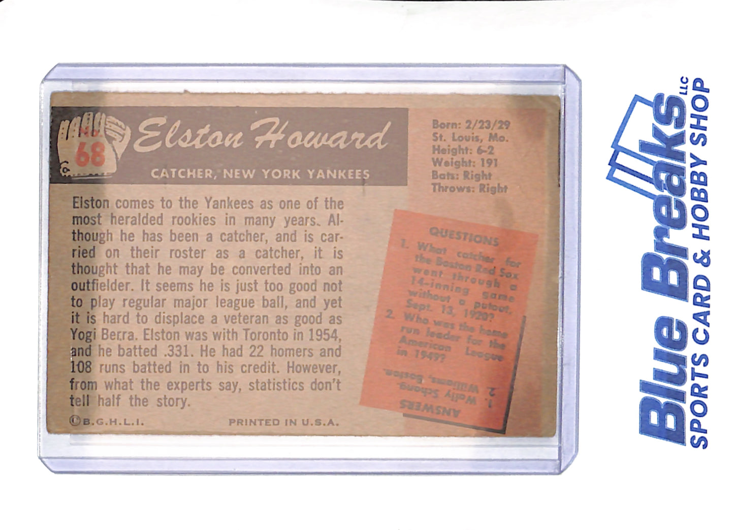 1955 Elston Howard - Baseball - New York Yankees - # 68