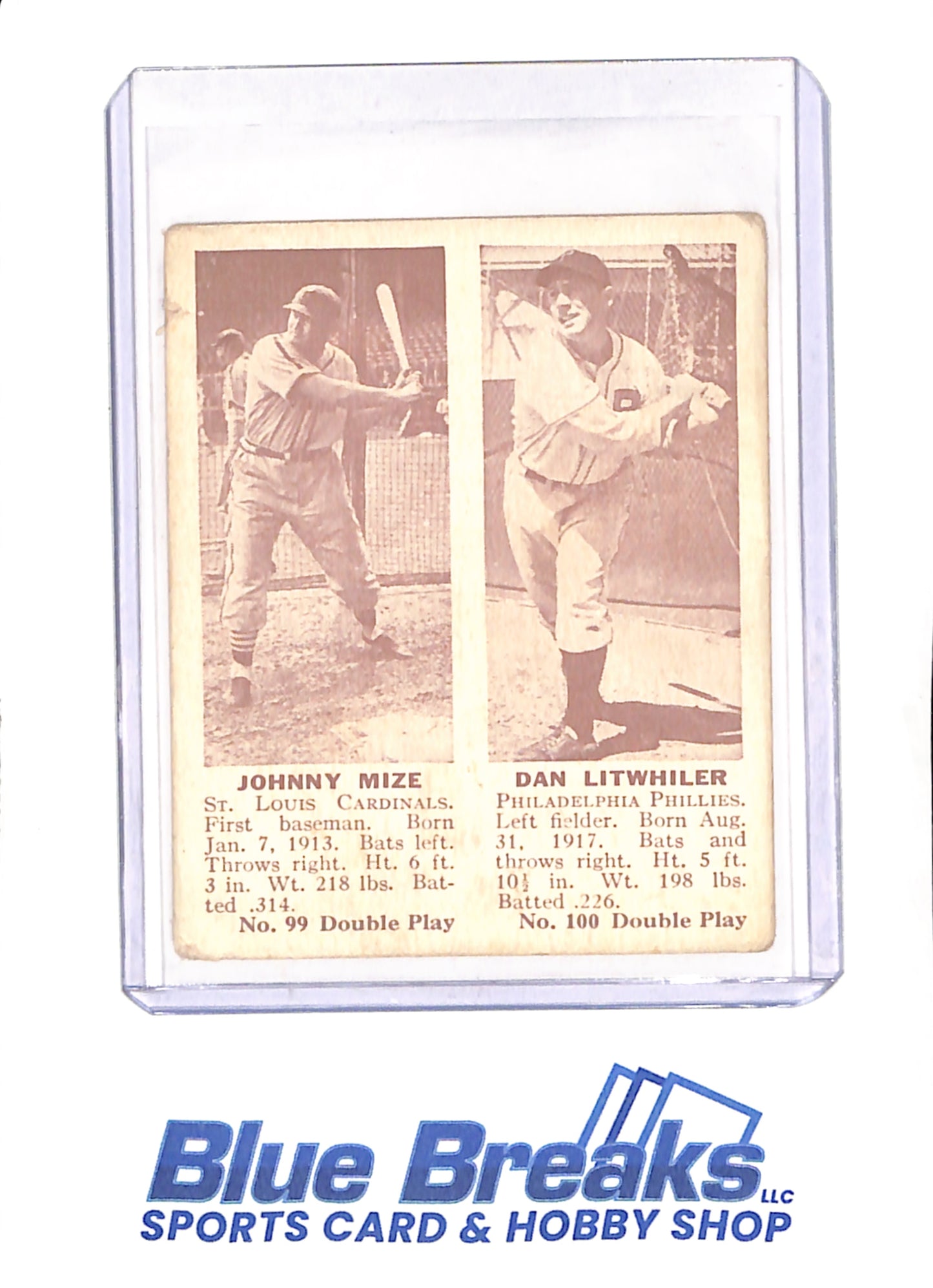 Johnny Mize - Dan Litwhiler - 1941 Double Play - Baseball - St Louis Cardinals - Philadelphia Phillies - # 99 - # 100