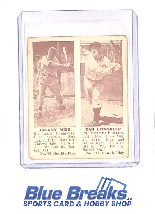 Johnny Mize - Dan Litwhiler - 1941 Double Play - Baseball - St Louis Cardinals - Philadelphia Phillies - # 99 - # 100