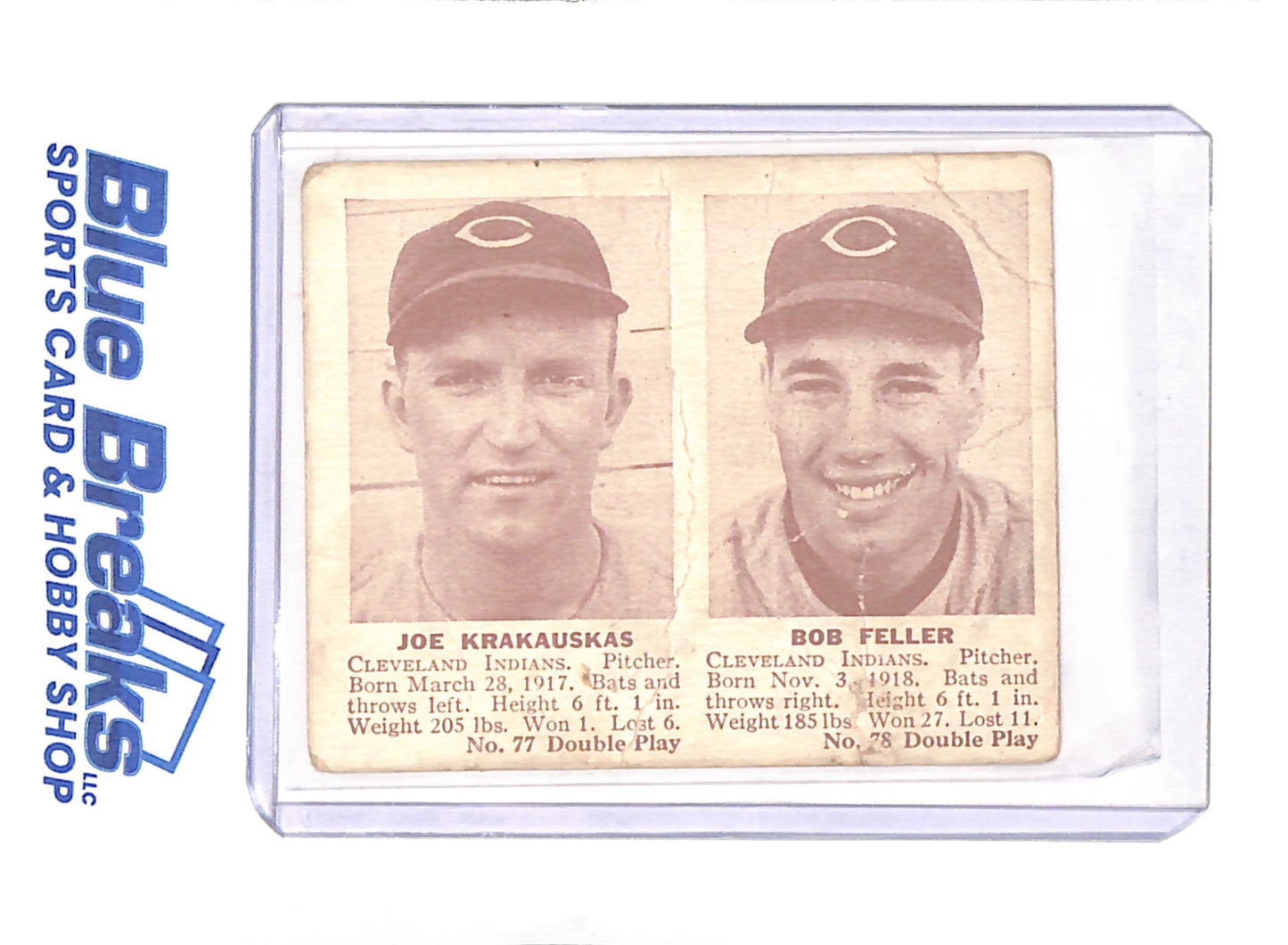 Joe Krakauskas - Bob Feller - 1941 Double Play - Baseball - Cleveland Indians - # 77 - # 78