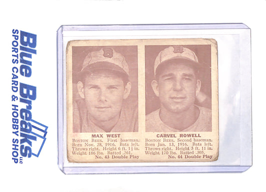 Max West - Carvel Rowell - 1941 Double Play - Boston Bees - Baseball - # 43 - # 44