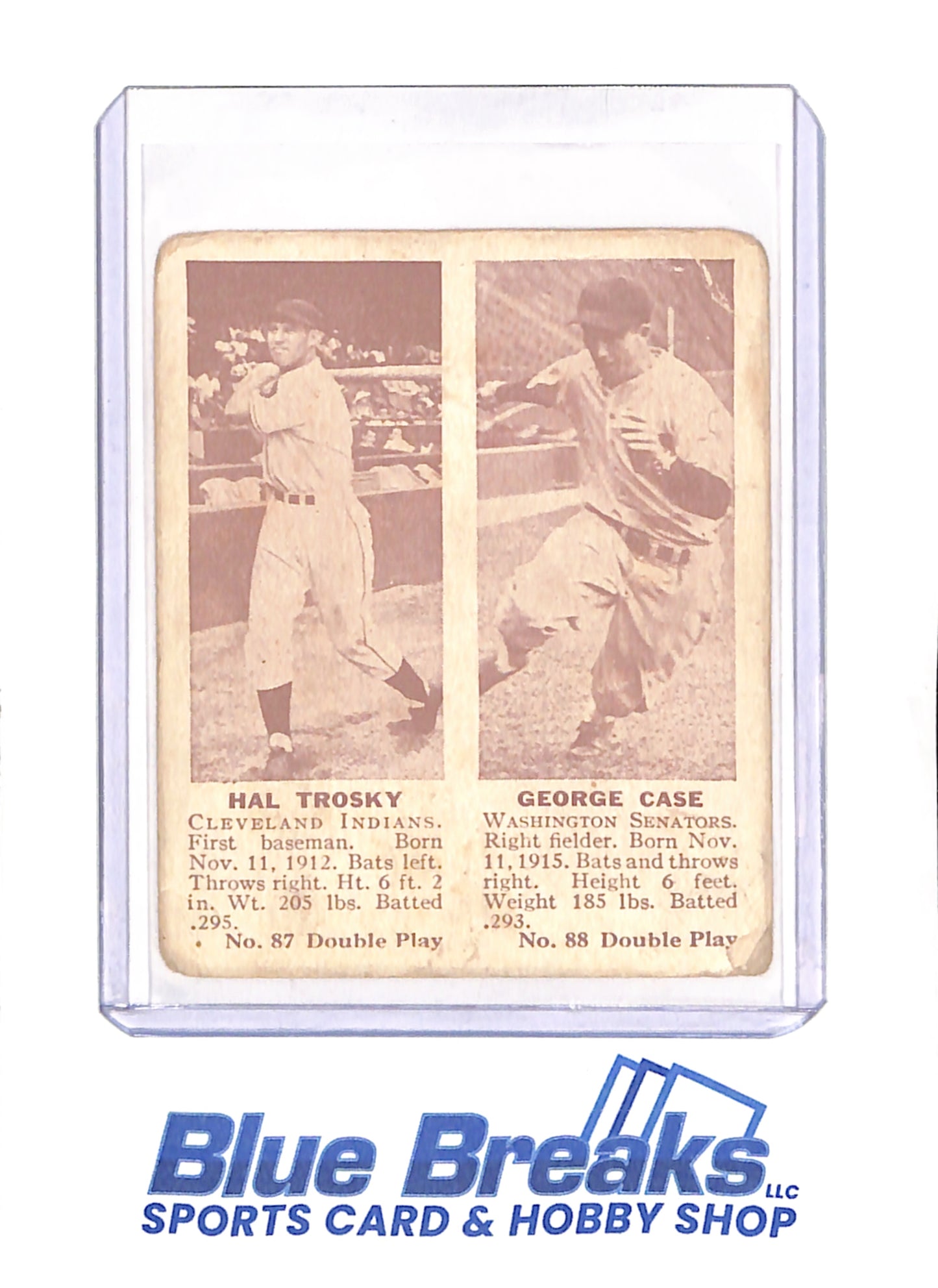 Hal Trotsky - George Case - 1941 Double Play - Cleveland Indians - Washington Senators - # 87 -  # 88 - Baseball
