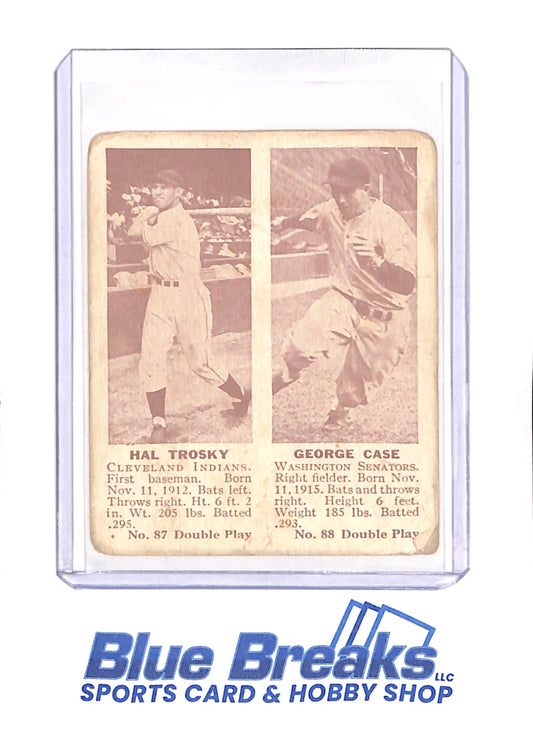 Hal Trotsky - George Case - 1941 Double Play - Cleveland Indians - Washington Senators - # 87 -  # 88 - Baseball