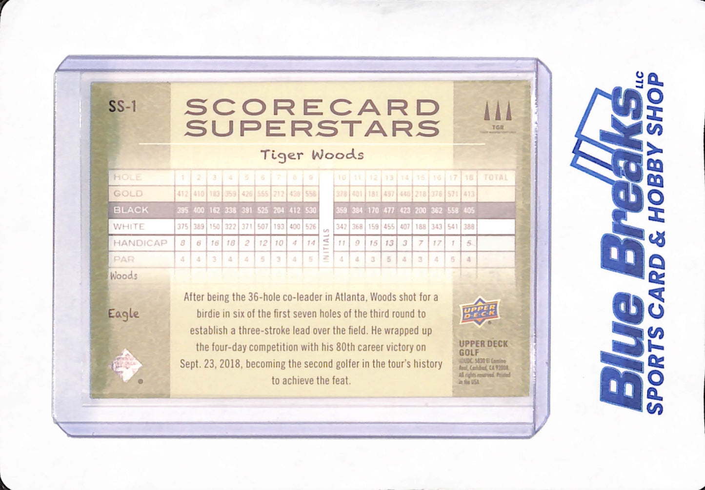 Upper Deck Golf - Tiger Woods - Score Card - Golf - Other Sport - Superstars - 37/50 - # SS-1