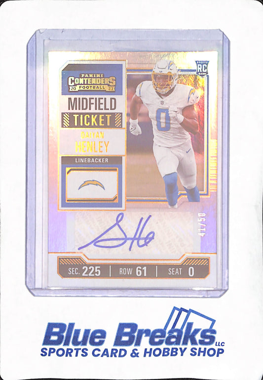 2023 Panini Contenders - Daiyan Henley - Autograph - Los Angeles Chargers - Football - RC - 41/50 - #199
