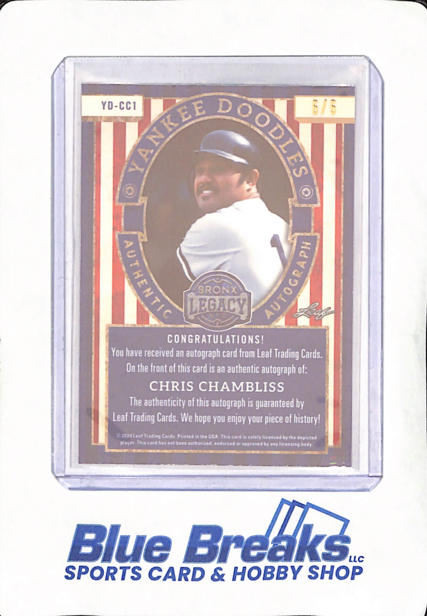 2024 Leaf Bronx Legacy Yankee Doodles - Chris Chambliss - Autograph - New York Yankees - Baseball - 6/6 - #YD-CC1