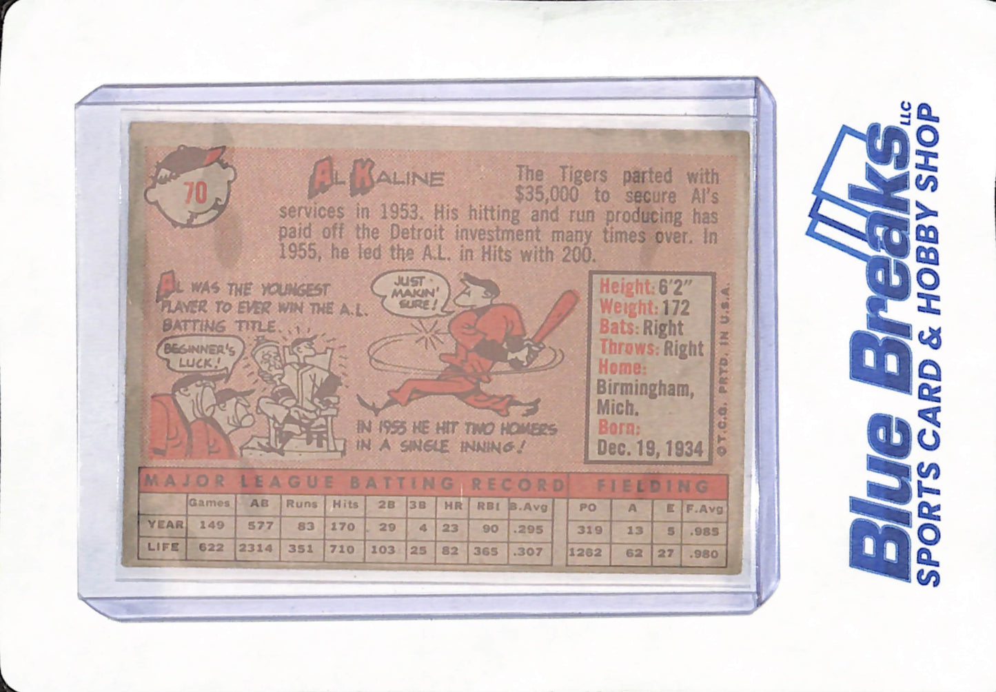 1958 Topps - Al Kaline - Detroit Tigers - Baseball - #70