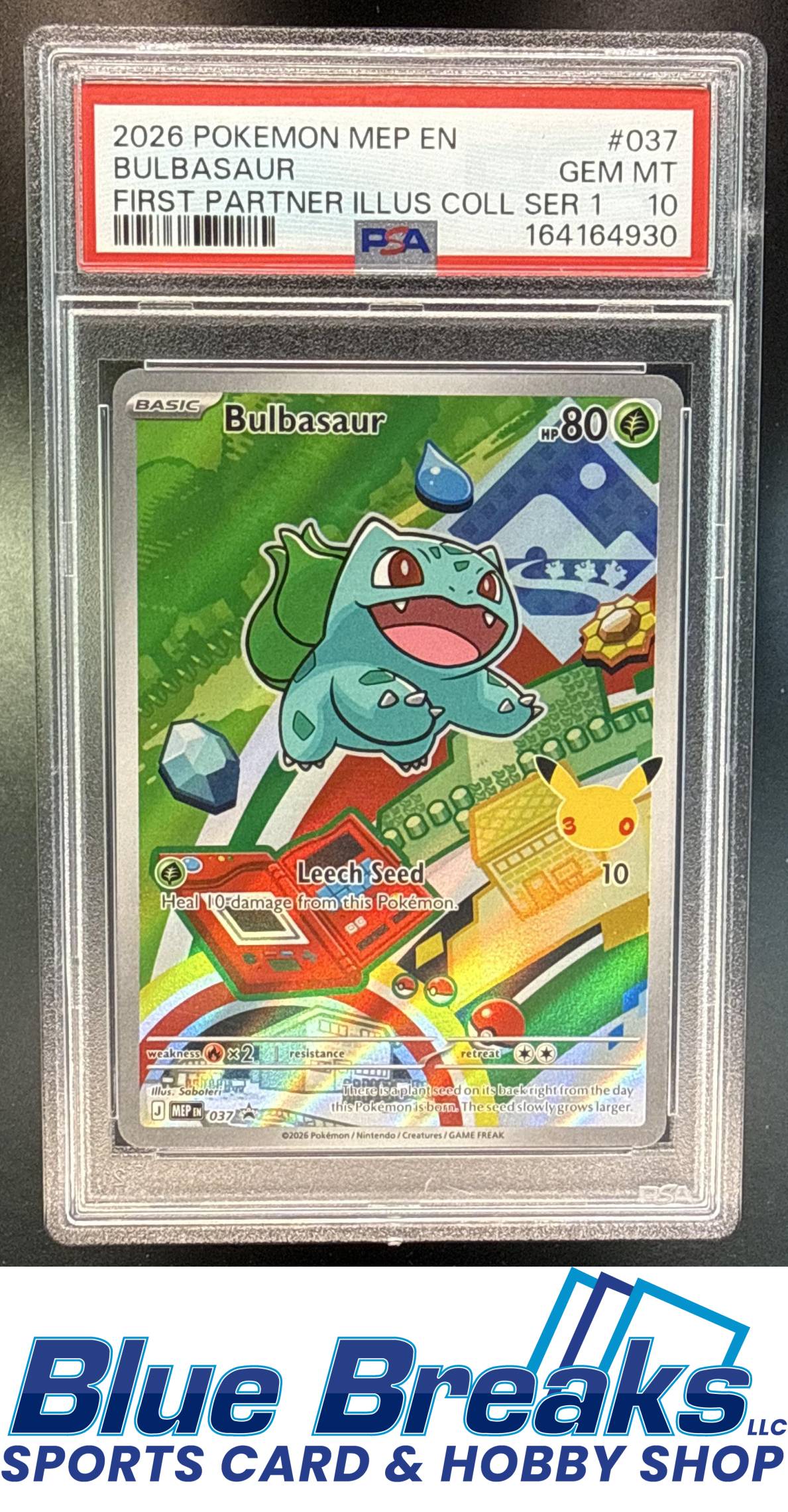 2026 Pokemon MEP Black Star Promos Bulbasaur #037d First Partner Illustration Collection Series 1 PSA 10