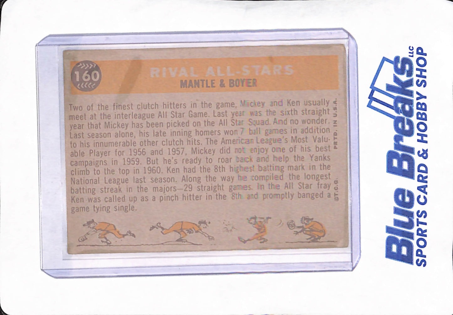 1960 Topps - Mickey Mantle - Ken Boyer - New York Yankees - St. Louis Cardinals - Baseball - Rival All-Stars - #160