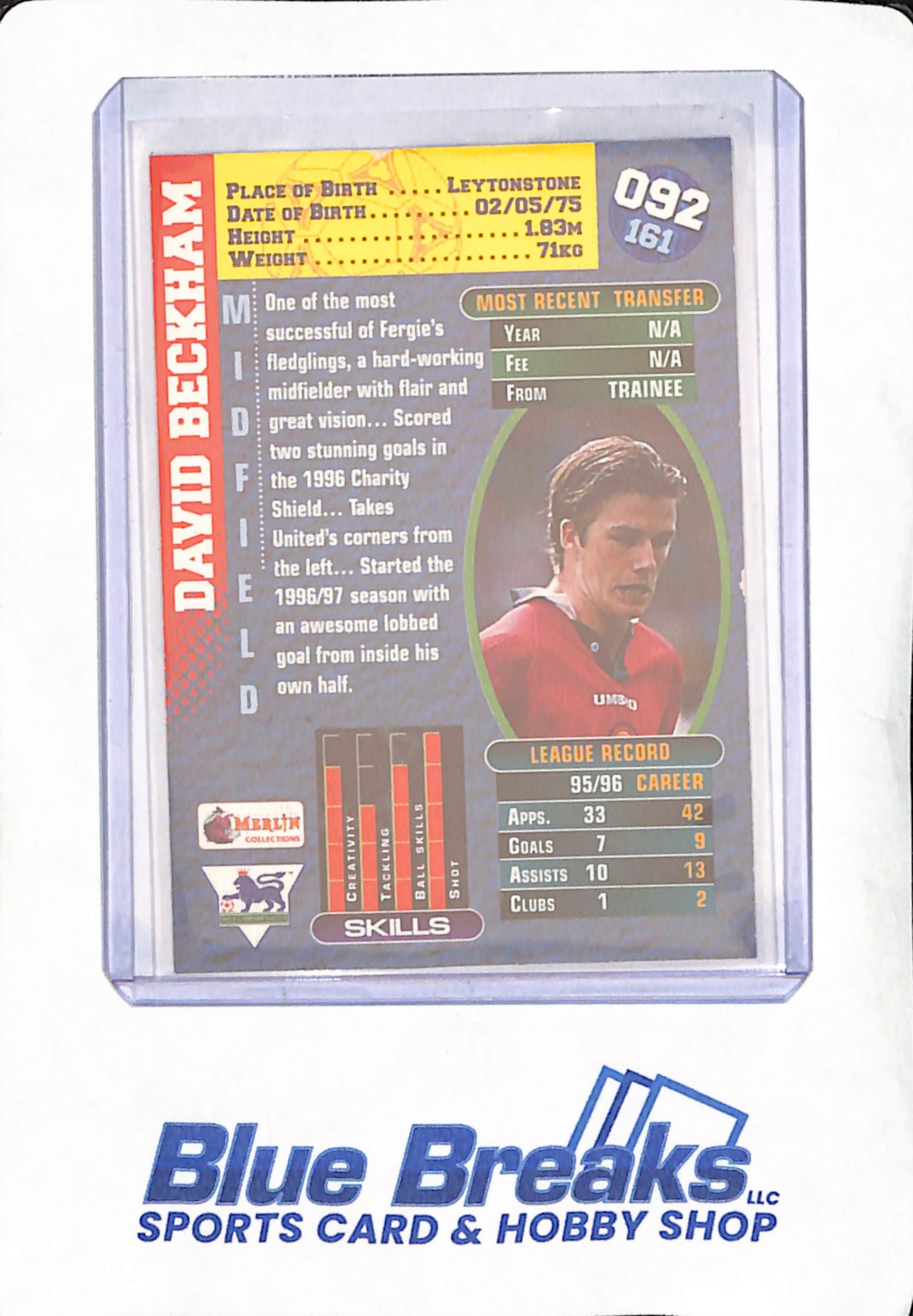 1996-97 Merlin's Premier Gold - David Beckham - Soccer - RC - #092