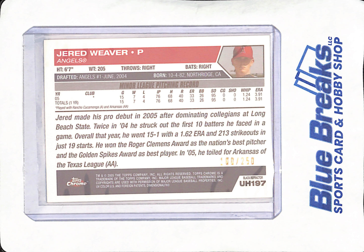 2005 Topps Chrome Update - Jered Weaver - Los Angeles Angels - Baseball - 100/250 - #UH197