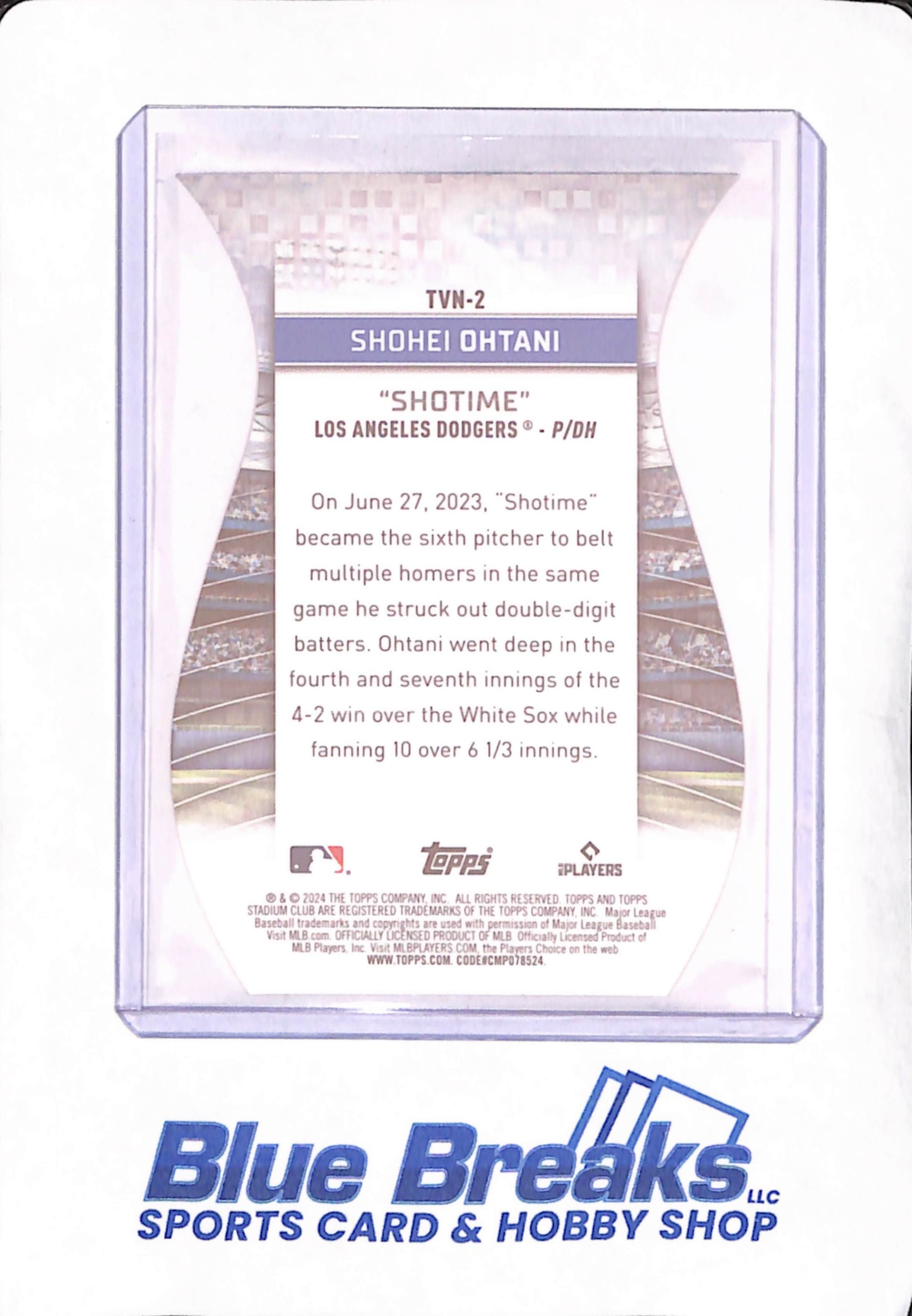 2024 Topps Stadium Club Chrome - Shohei Ohtani - Die-cut - Los Angeles Dodgers - Baseball - "SHOTIME" - #TVN-2