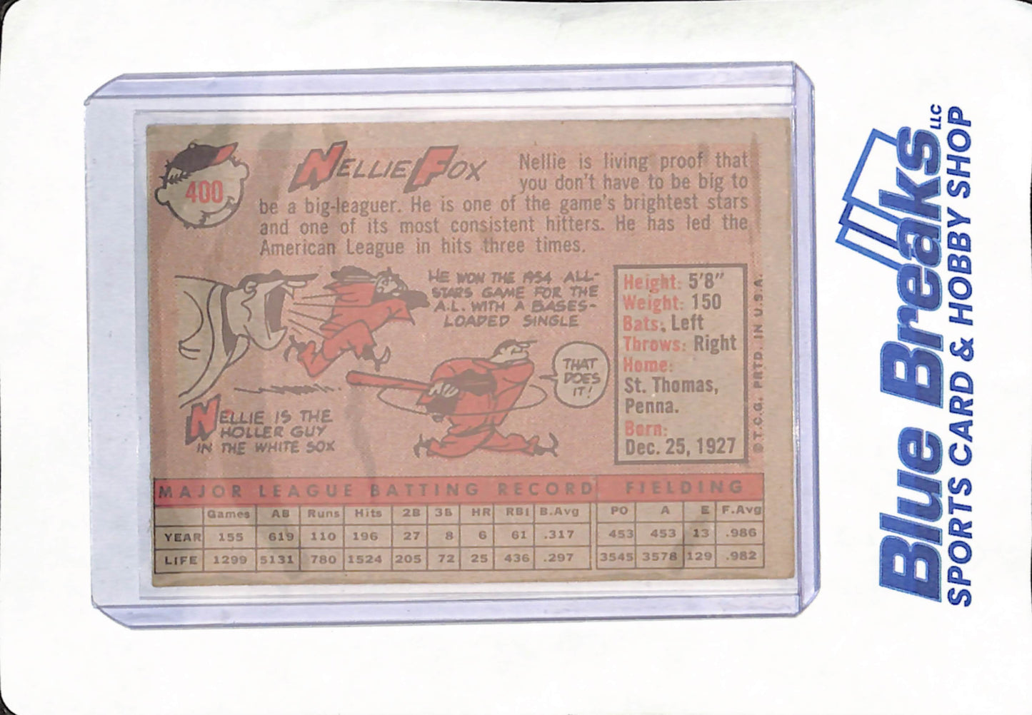 1958 Topps - Nellie Fox - Chicago White Sox - Baseball - #400