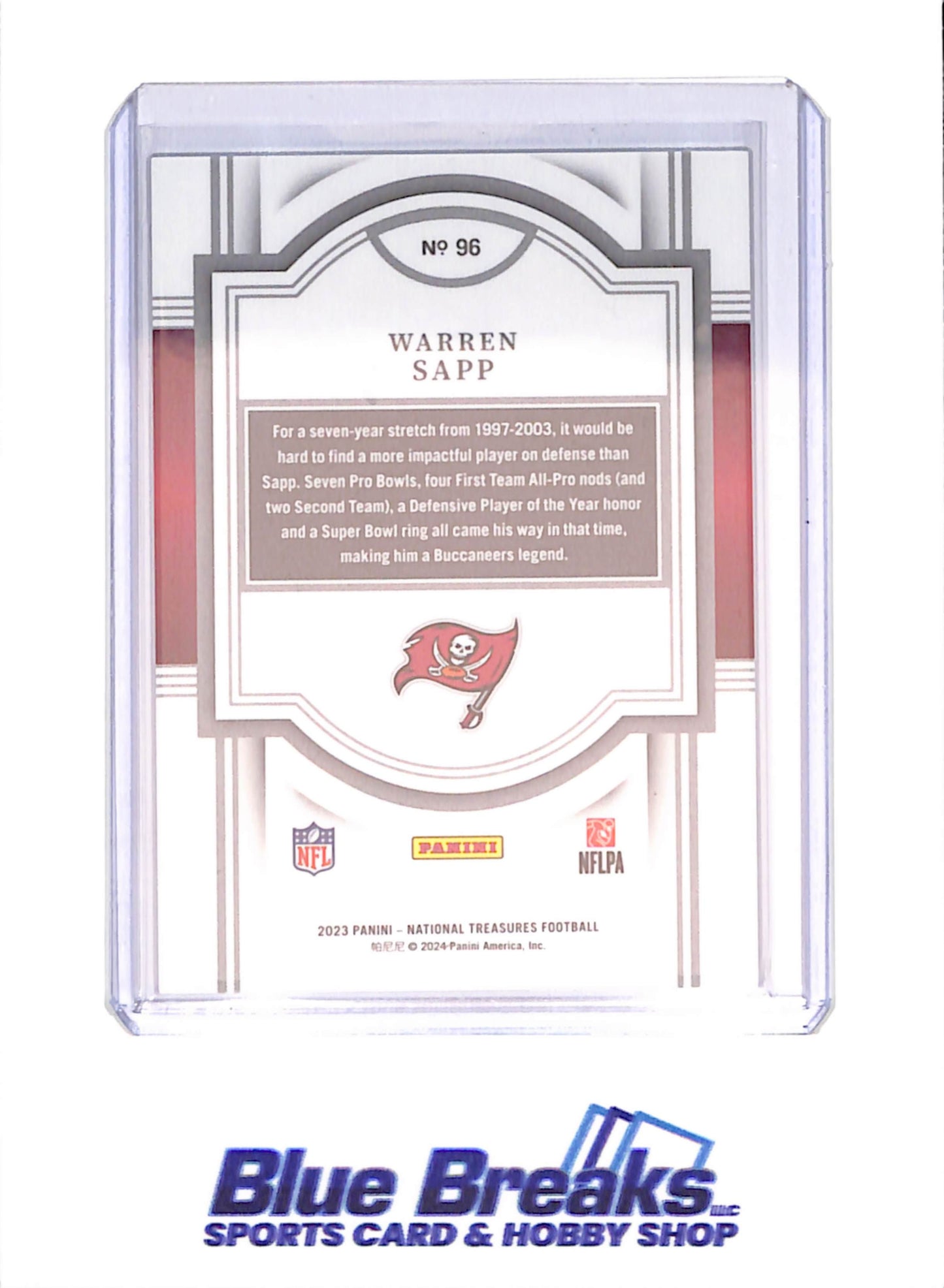 2023 Panini National Treasures - Warren Sapp - Tampa Bay Buccaneers - Football - #96
