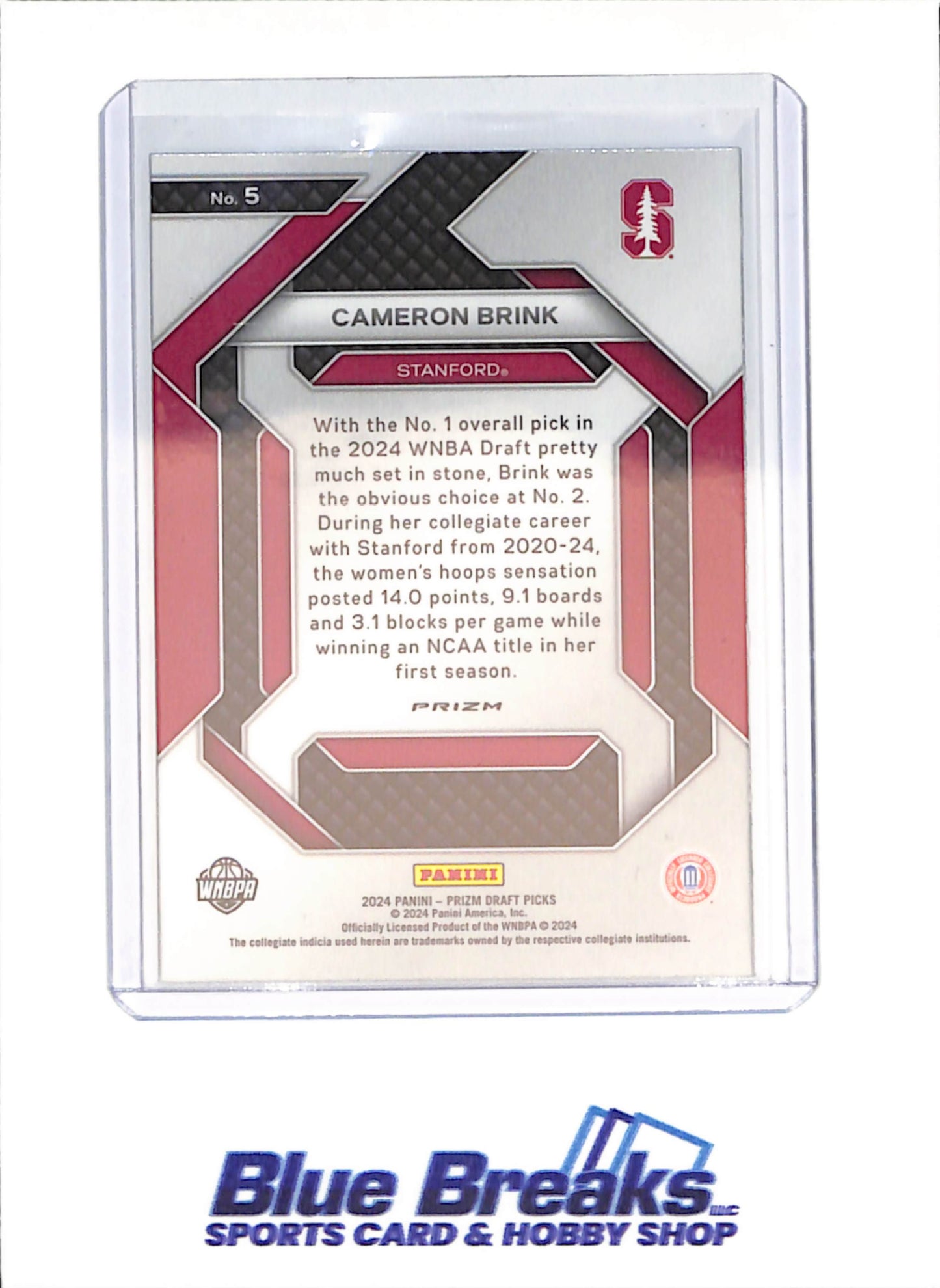 2024 Panini Prim Draft Picks - Cameron Brink - RC - New Recruits - Stanford - WNBA - Basketball - #5