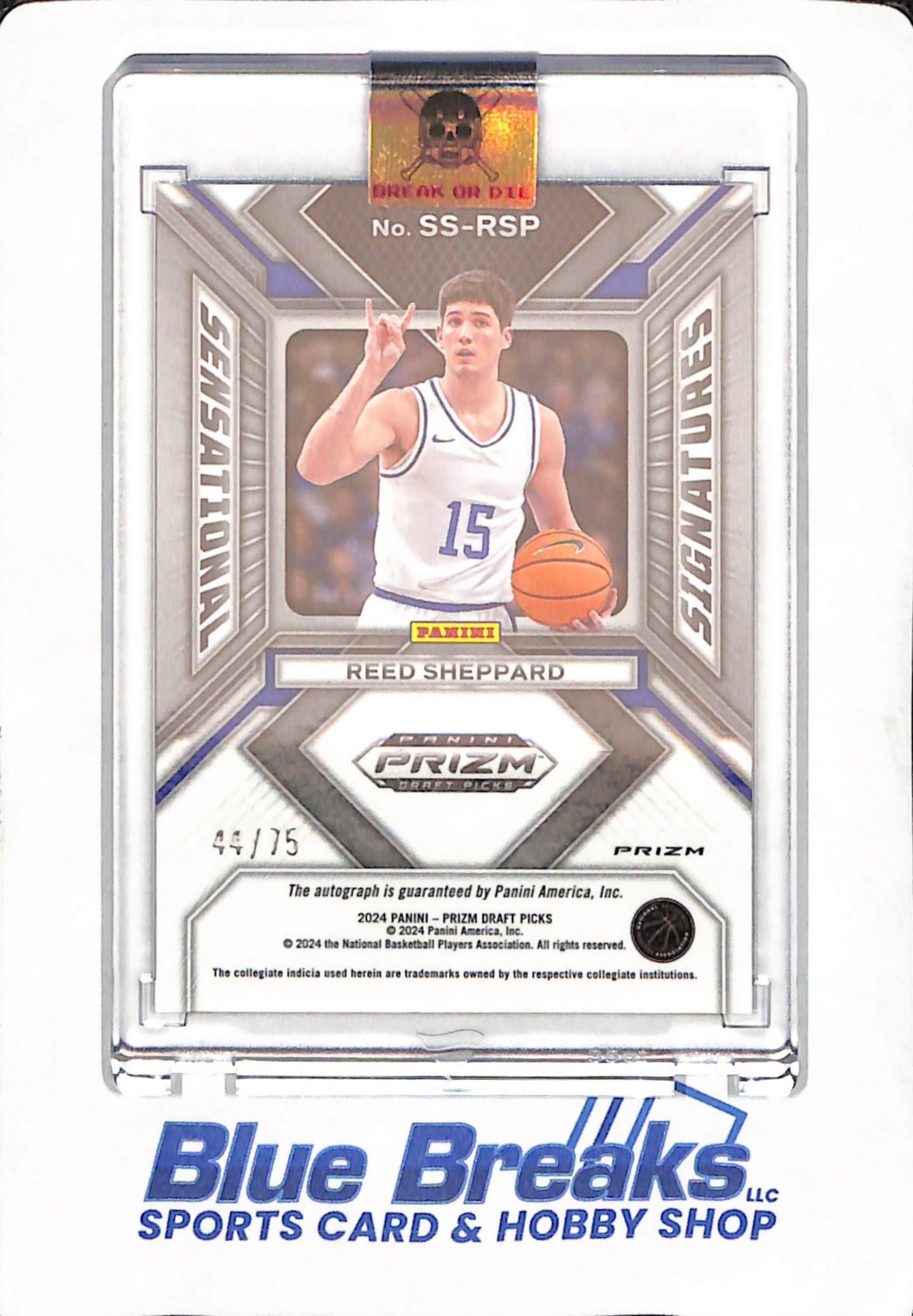 2024 Prizm Draft Picks - Reed Sheppard - Houston Rockets - #SS-RSP - 44/75 - Blue Sensational Signatures