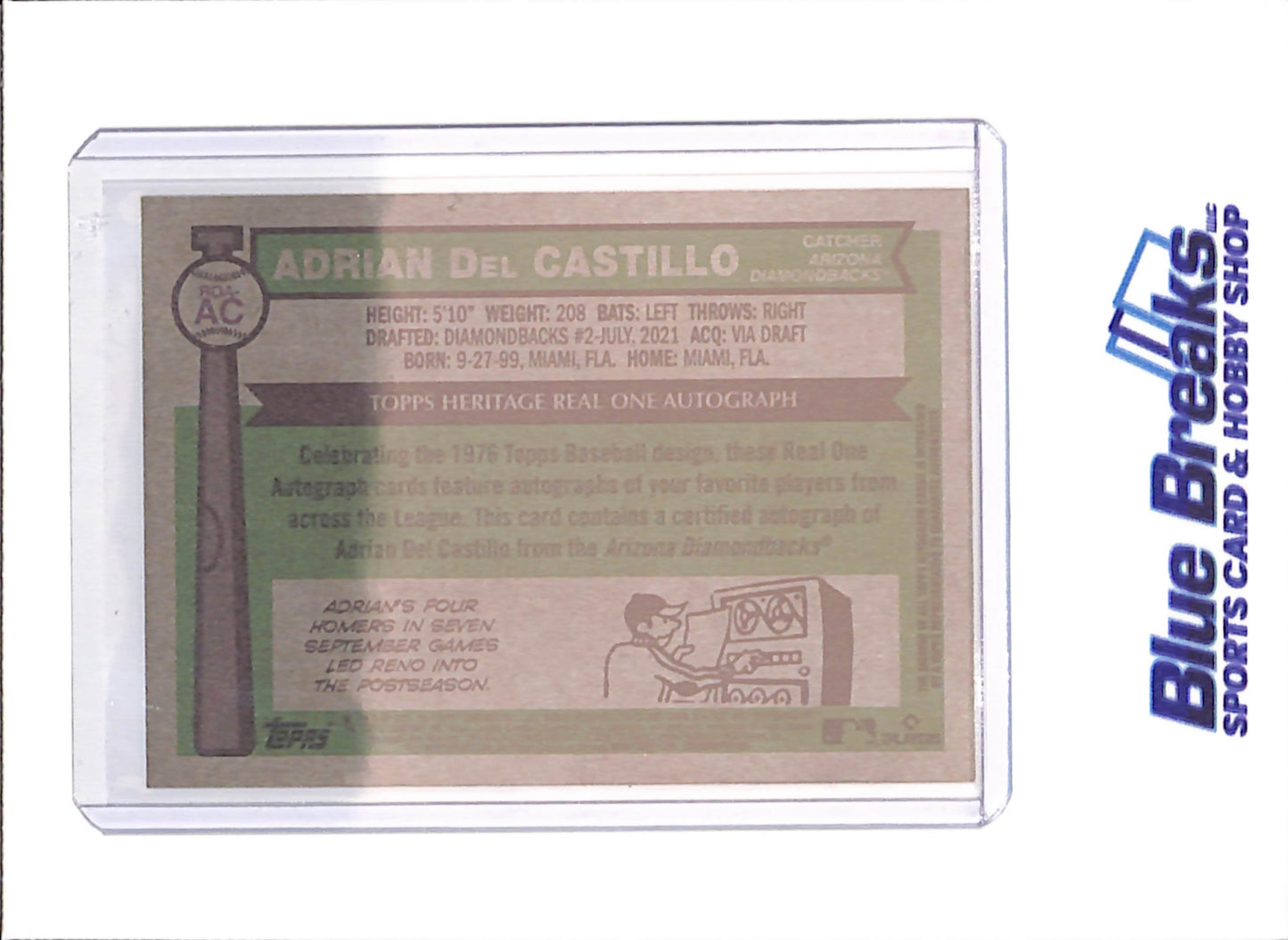 2025 Topps Heritage - Adrian Del Castillo - Real One Autograph - RC - Arizona Diamondbacks - Baseball - #ROA-AC