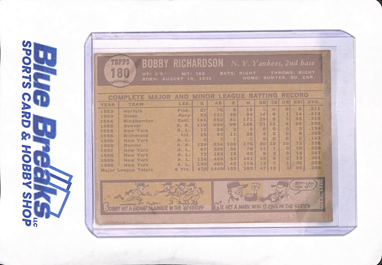 1961 Topps - Bobby Richardson - New York Yankees - Baseball - #180