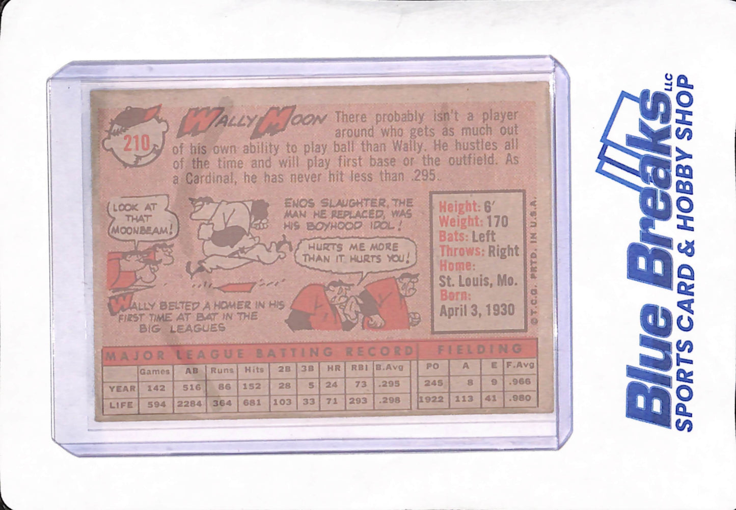 1958 Topps - Wally Moon - St. Louis Cardinals - Baseball - #210